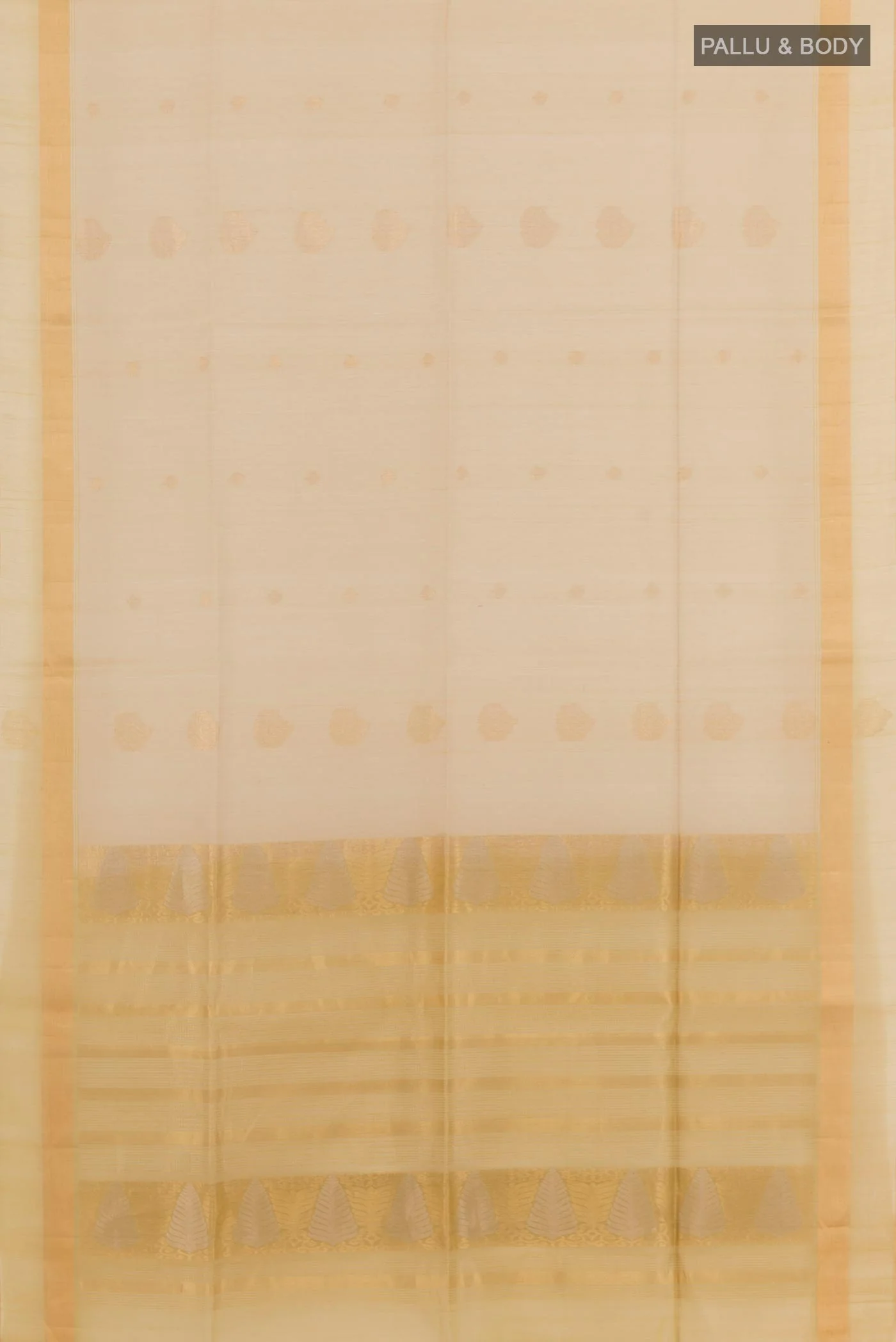 Beige Silk Cotton Saree - Image 3