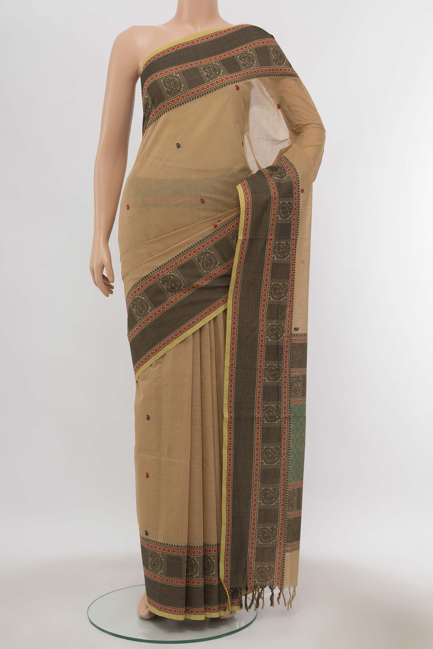 Beige Chettinad Cotton Saree