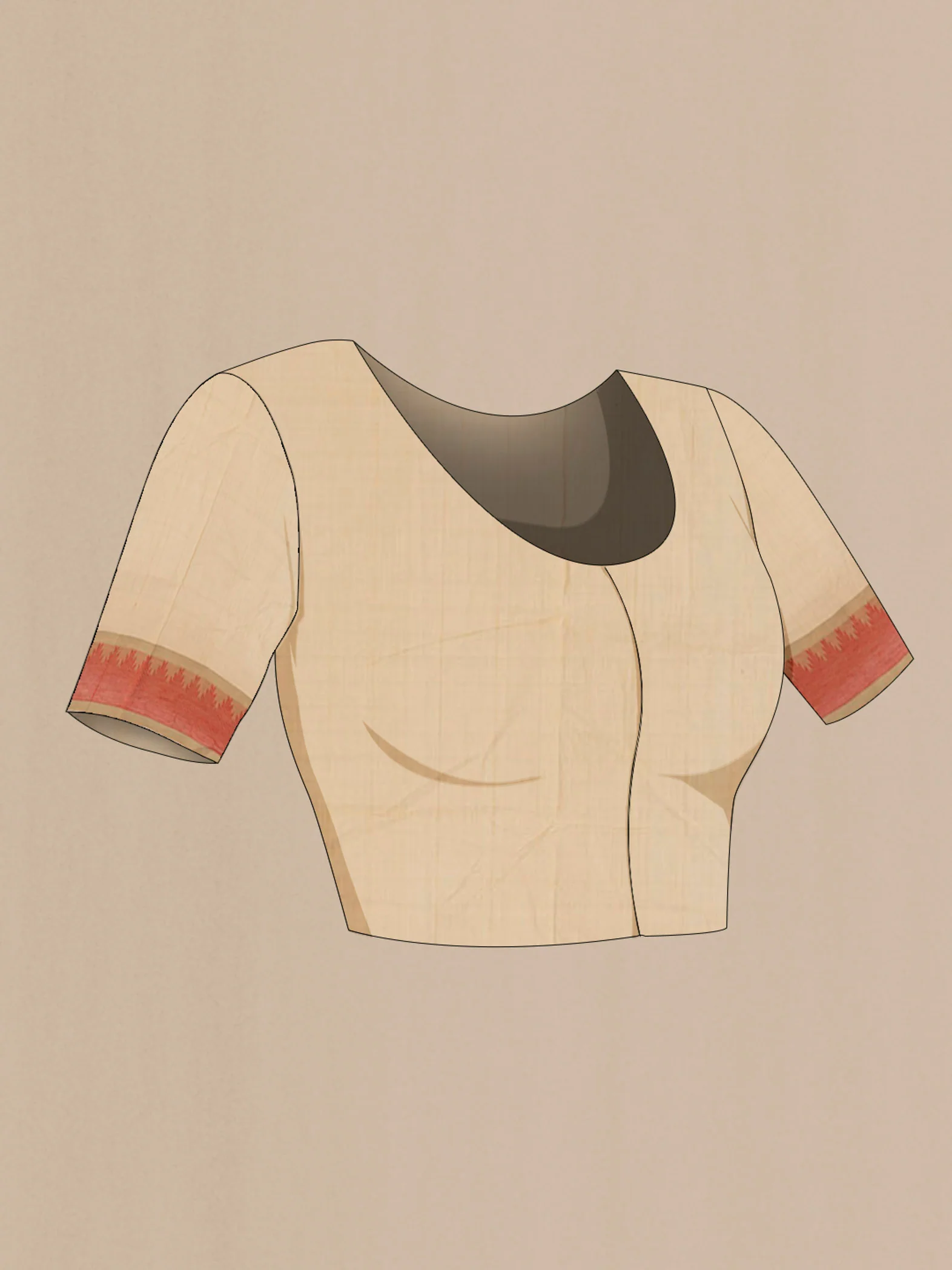 Beige Coimbatore Cotton Saree - Image 4