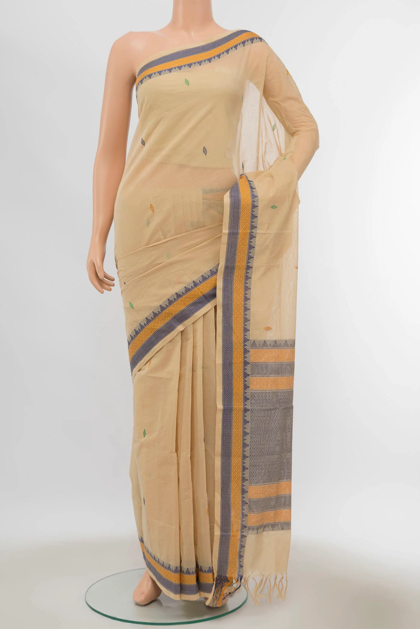 Beige Coimbatore Cotton Saree