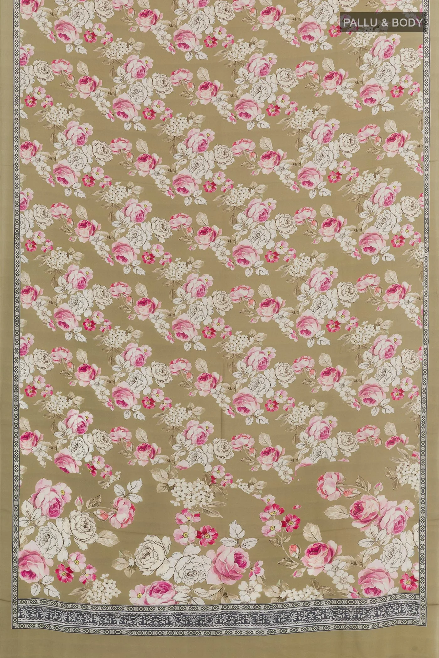 Beige Mysore Crepe Saree - Image 3