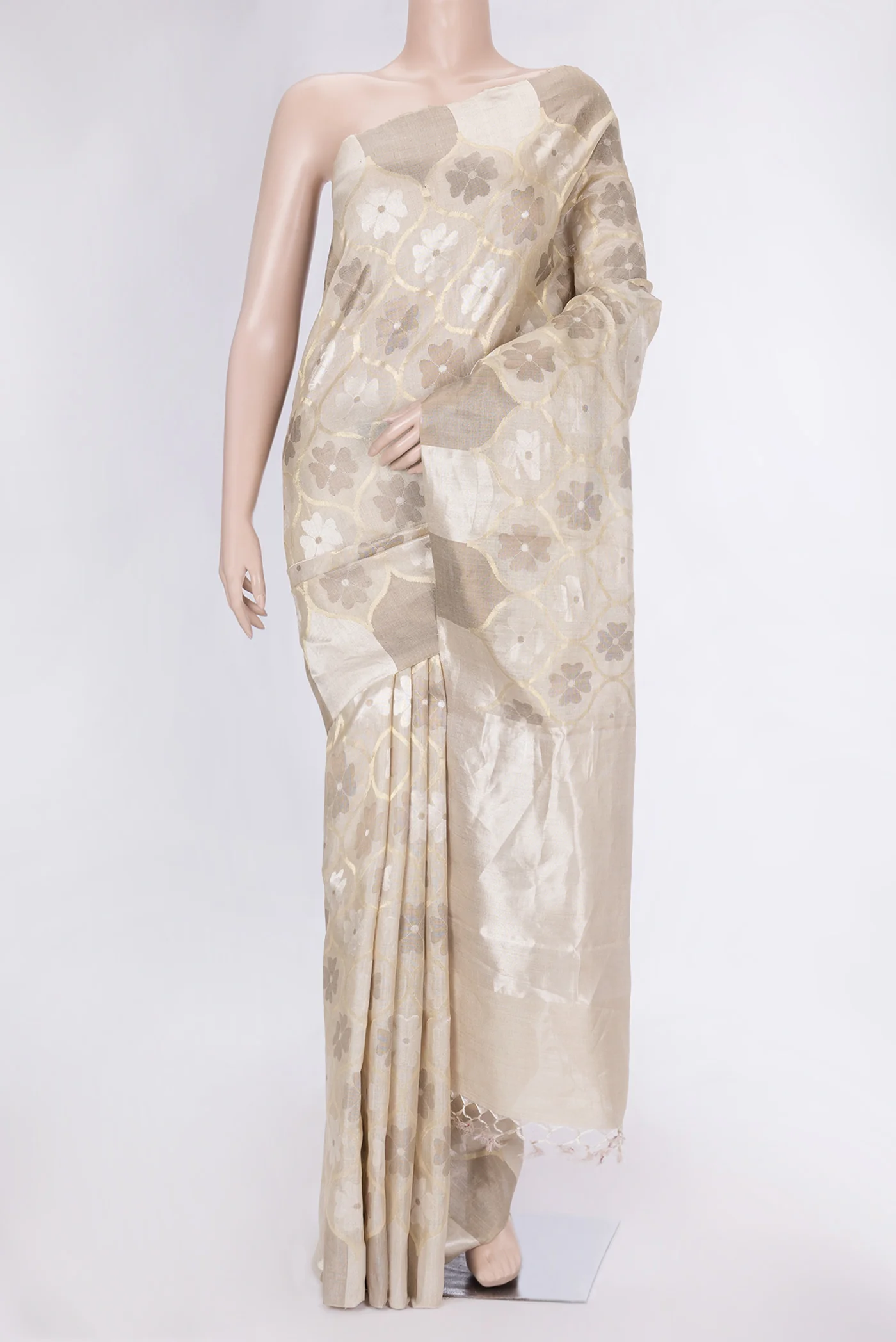 Beige Dual Tone Chanderi Silk Saree
