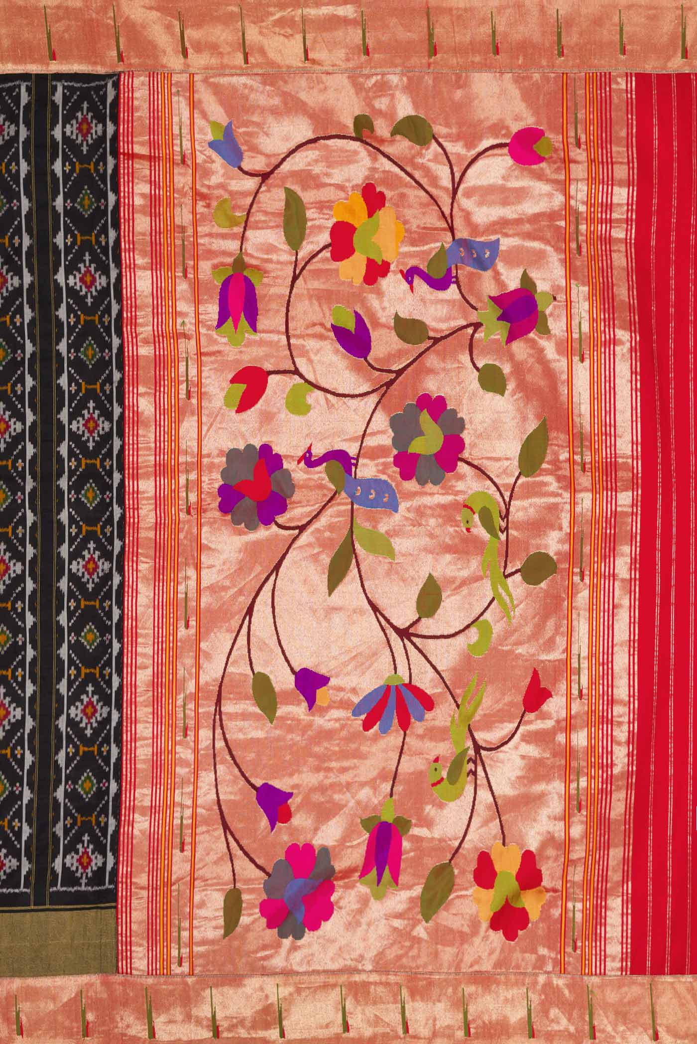 Beige Dual Tone Double Ikat Saree - Image 7