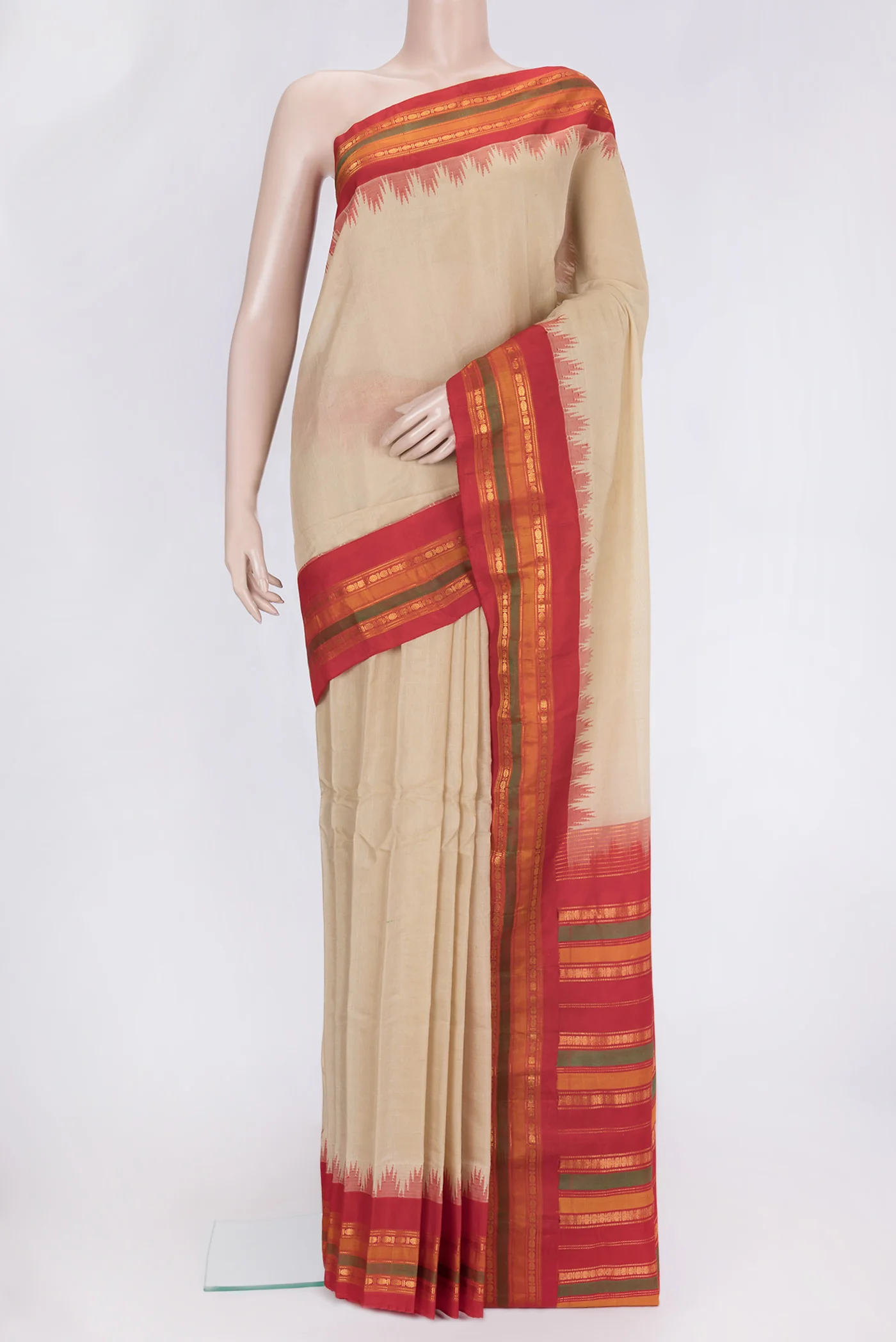 Beige Gadwal Silk Saree