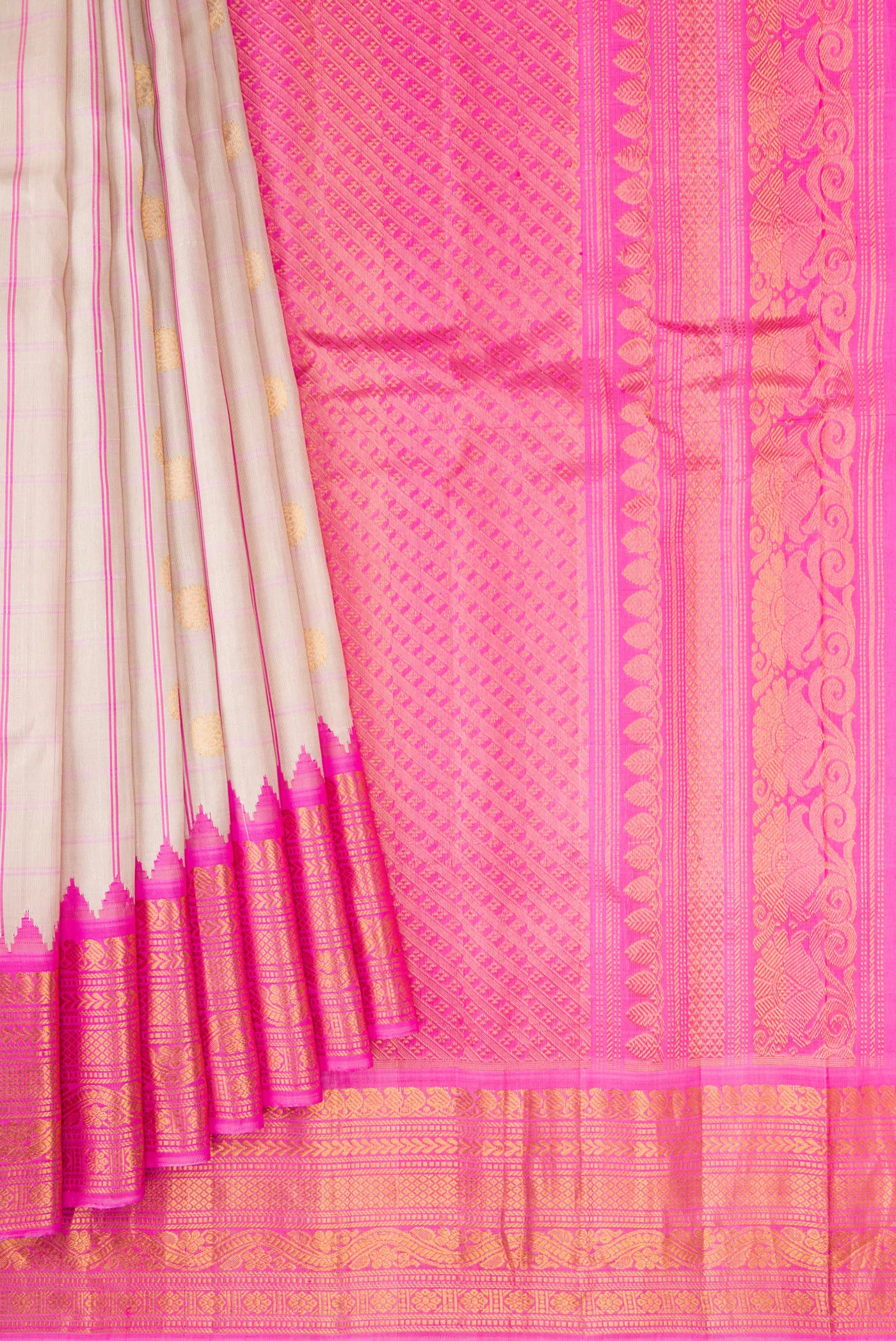 Cream Gadwal Silk Saree - Image 4