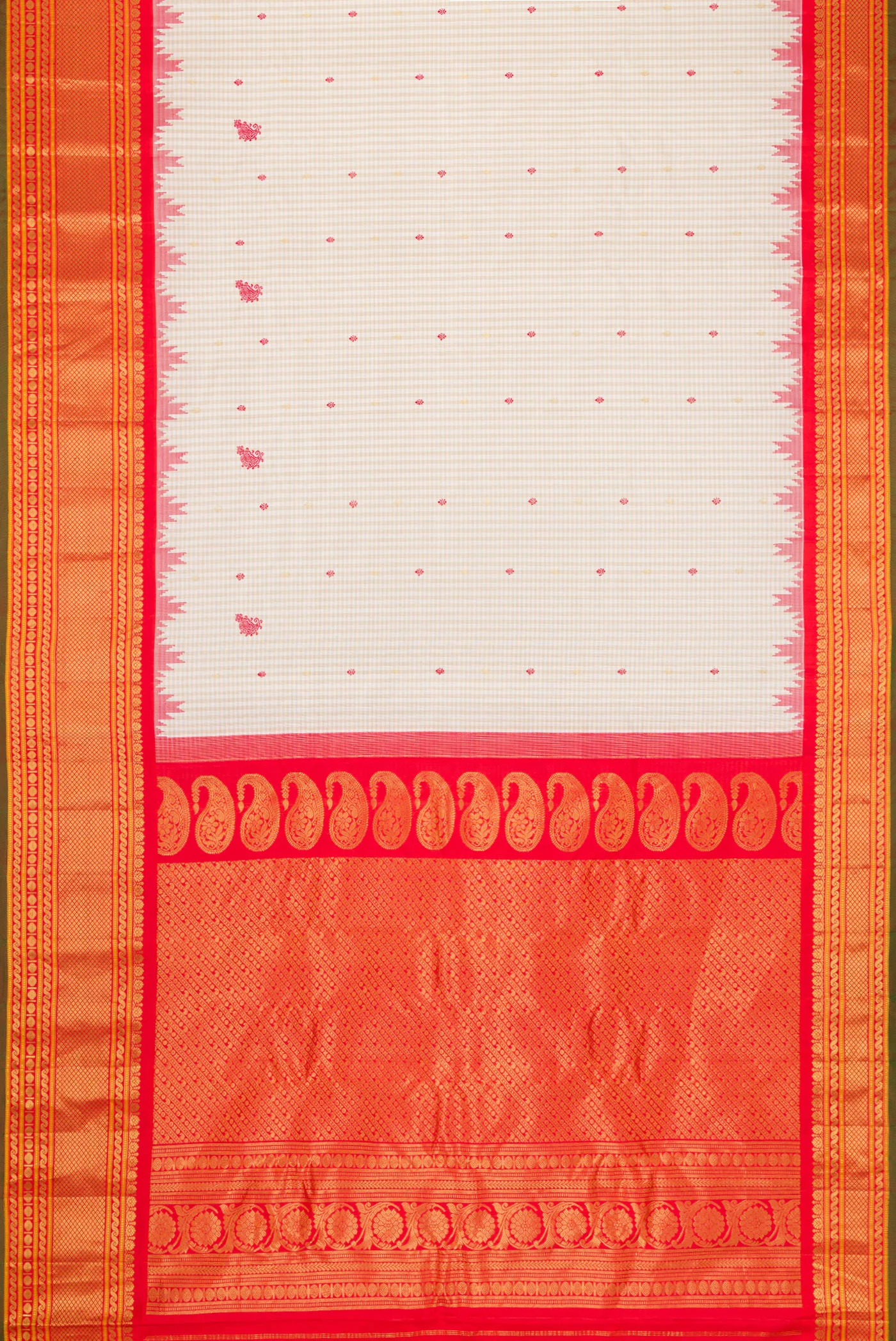 Cream Dual Tone Gadwal Silk Saree - Image 6