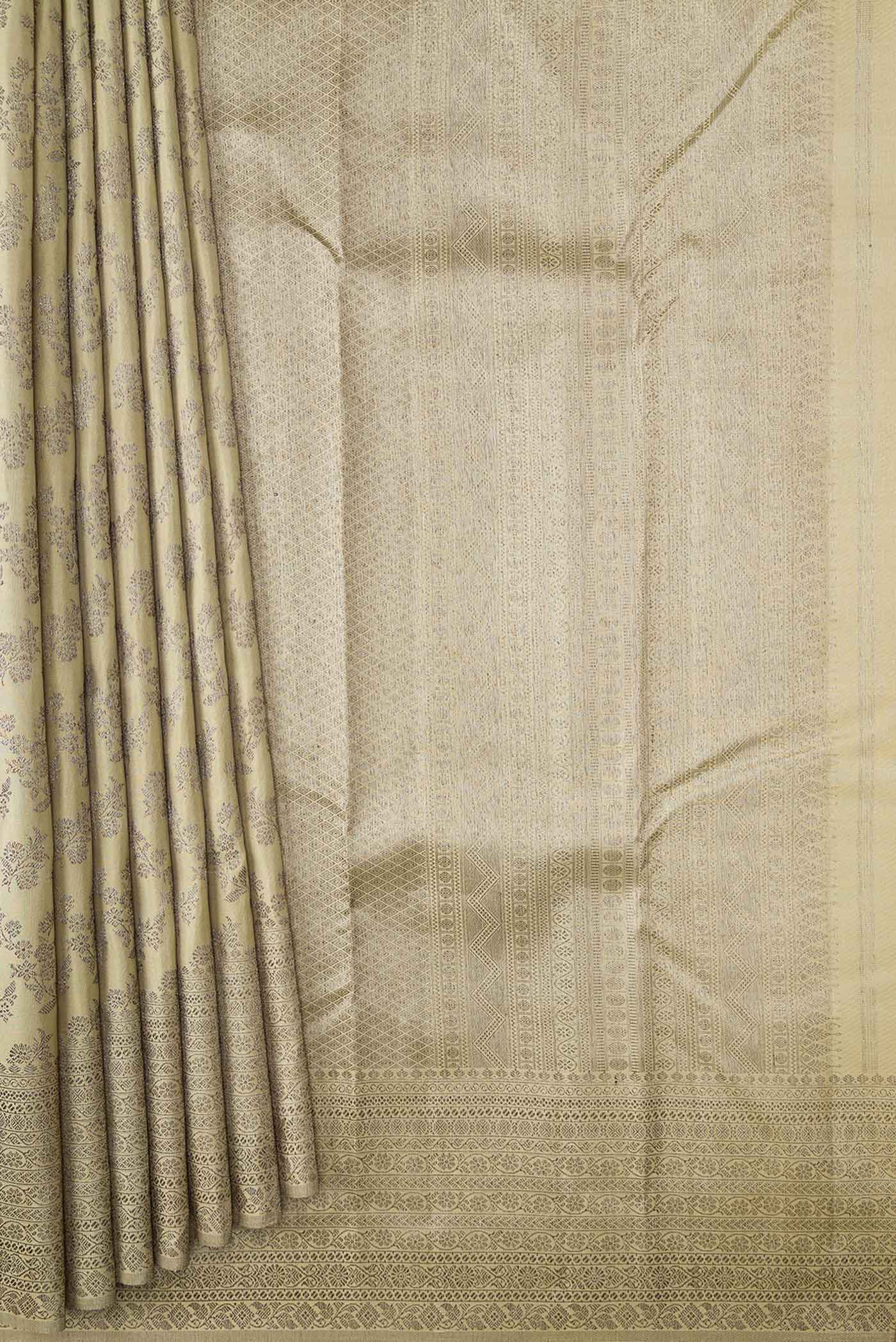 Beige Dual Tone Kanjivaram Silk Saree - Image 4