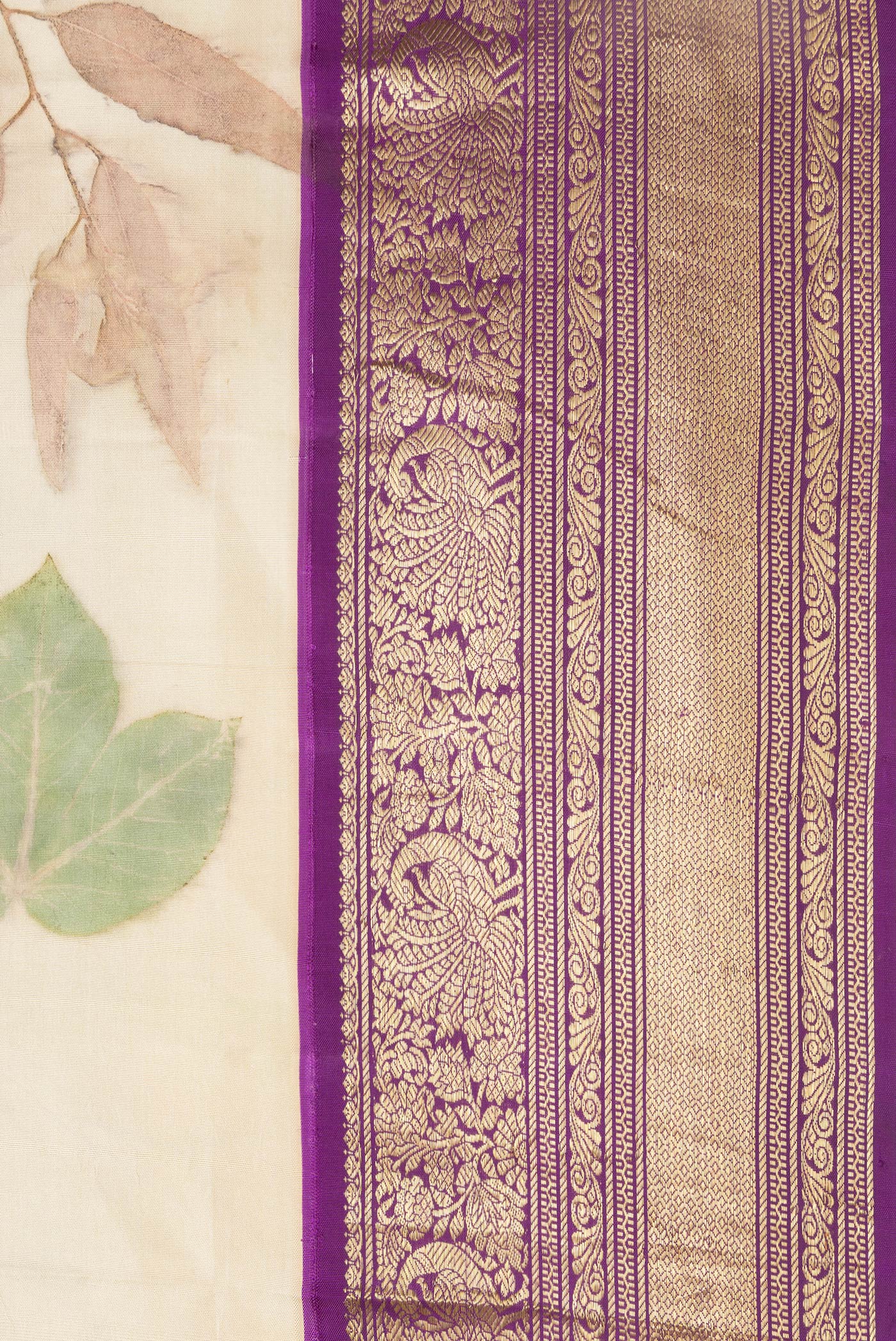 Cream Kanchipuram Silk Saree - Image 3
