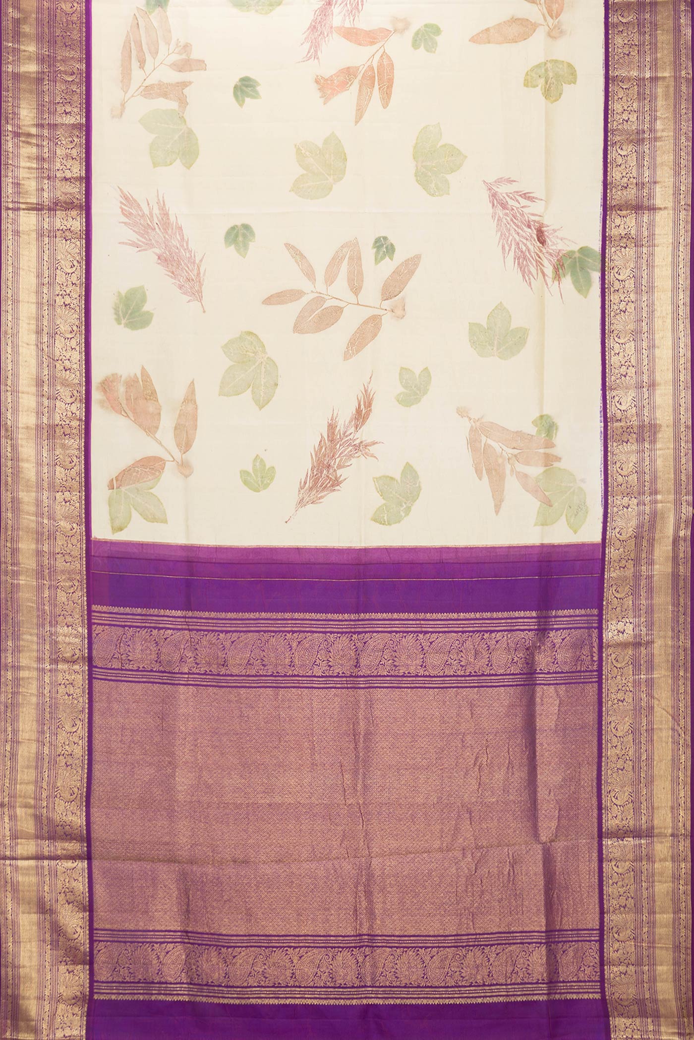 Cream Kanchipuram Silk Saree - Image 6