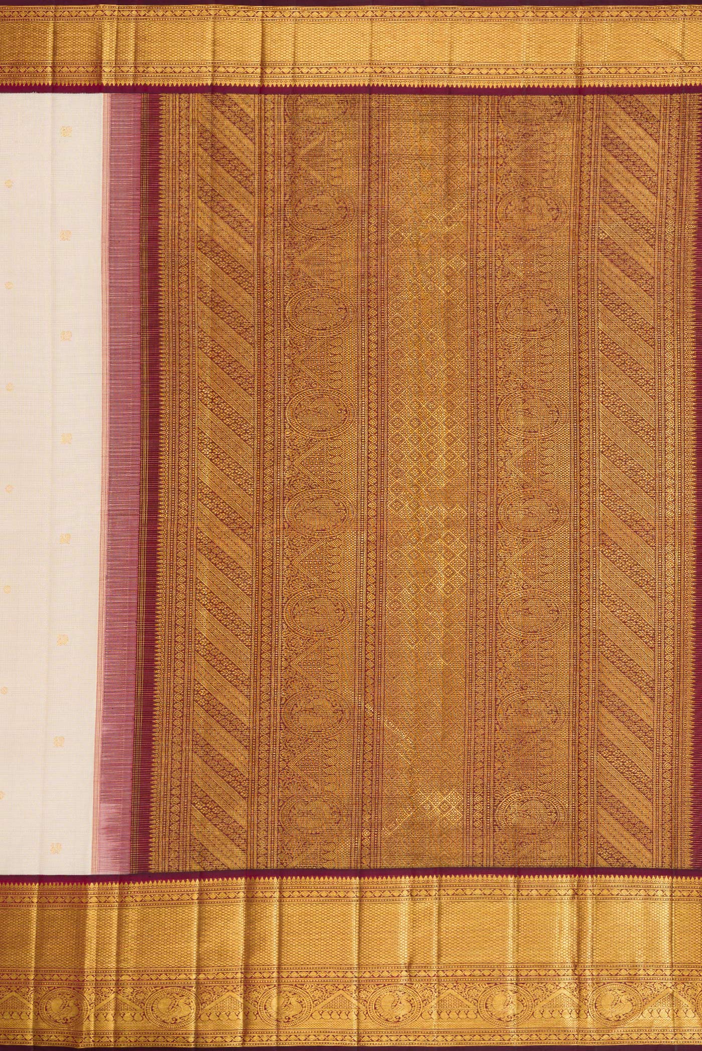 Cream Kanchipuram Silk Saree - Image 7