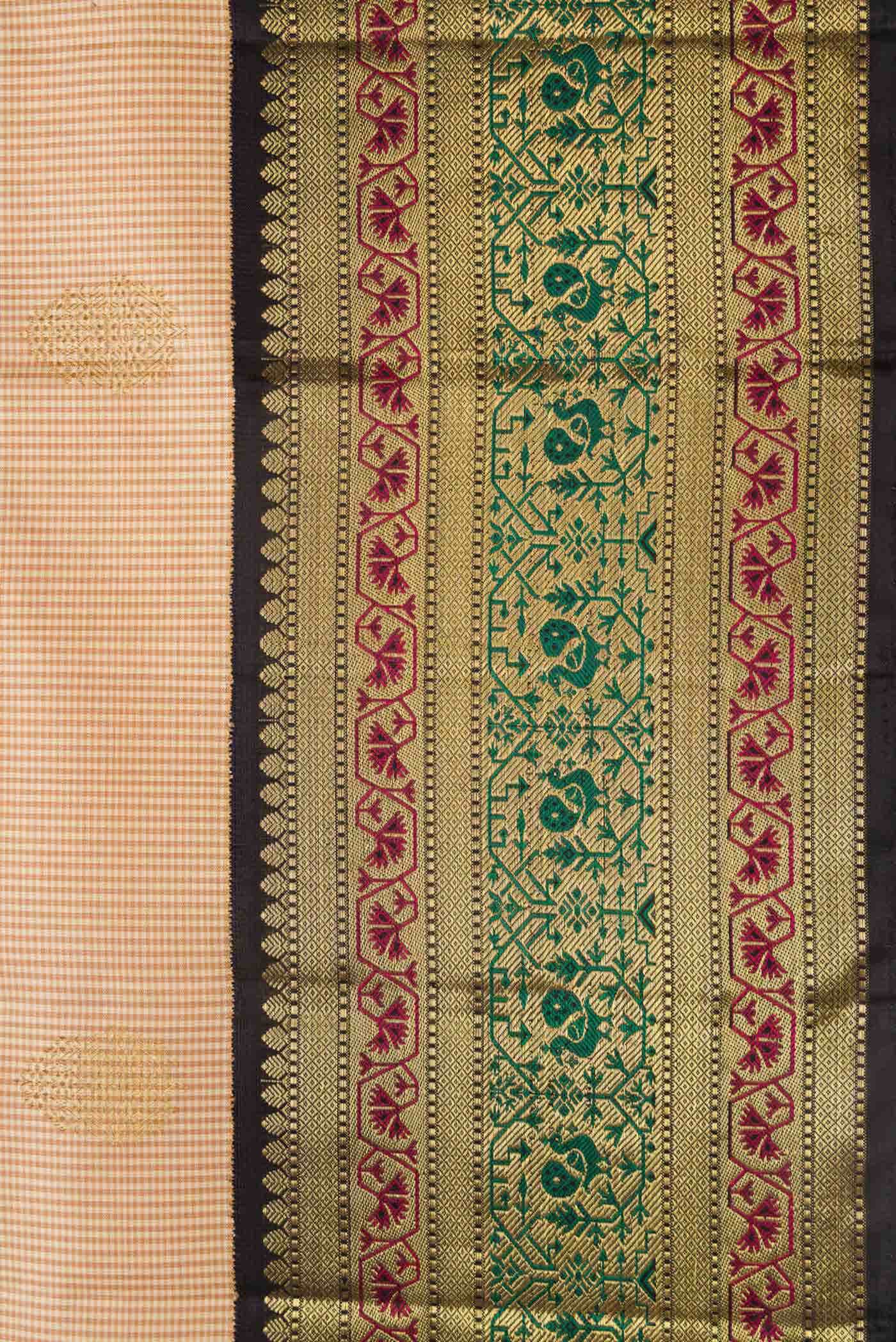 Pure Silk Pure Zari Beige Dual Tone Kanjivaram Saree - Image 6