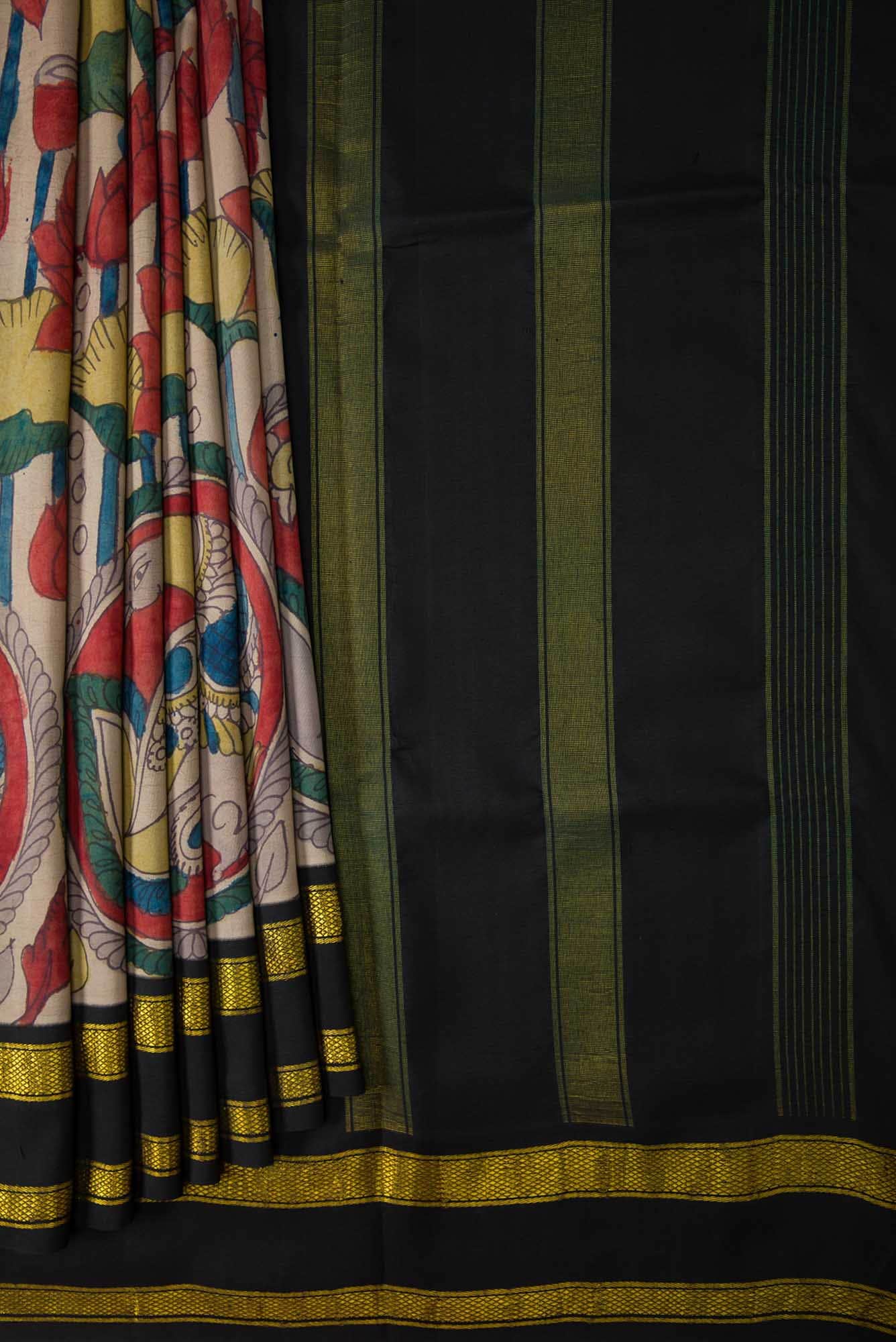 Beige Dual Tone Kanchipuram Silk Saree - Image 2