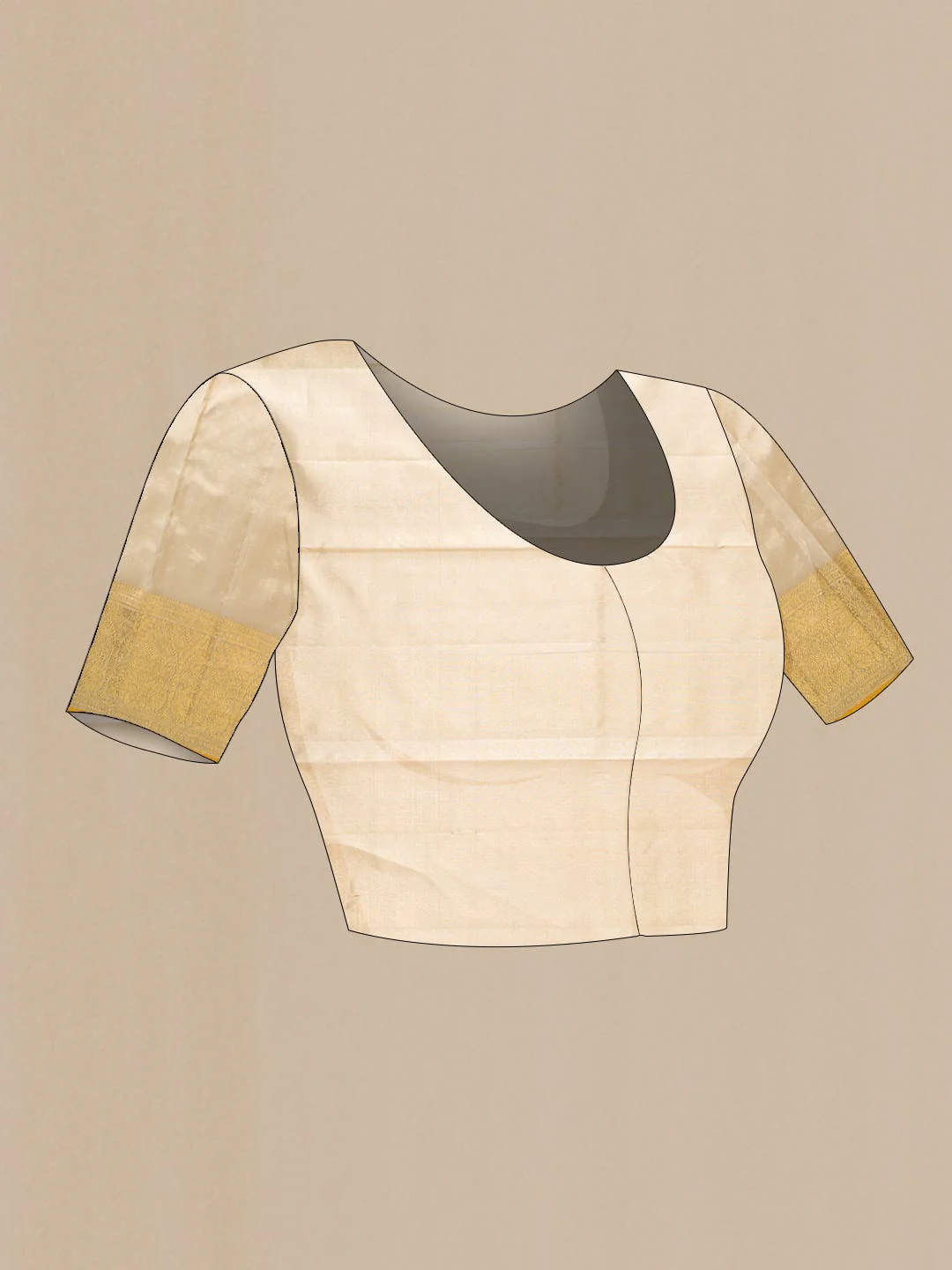 Pure Silk Pure Zari Beige Dual Tone Kanjivaram Tissue Saree - Image 7