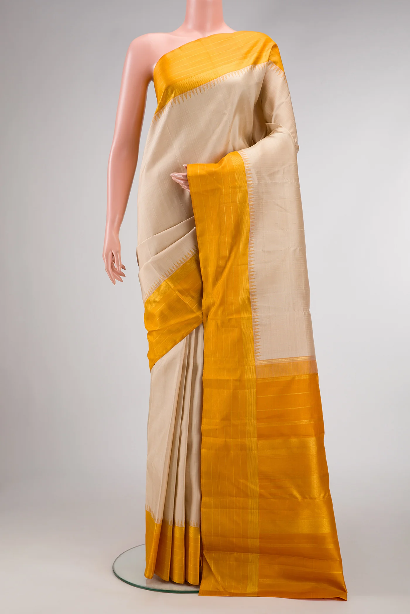 Beige Kanjivaram Silk Saree