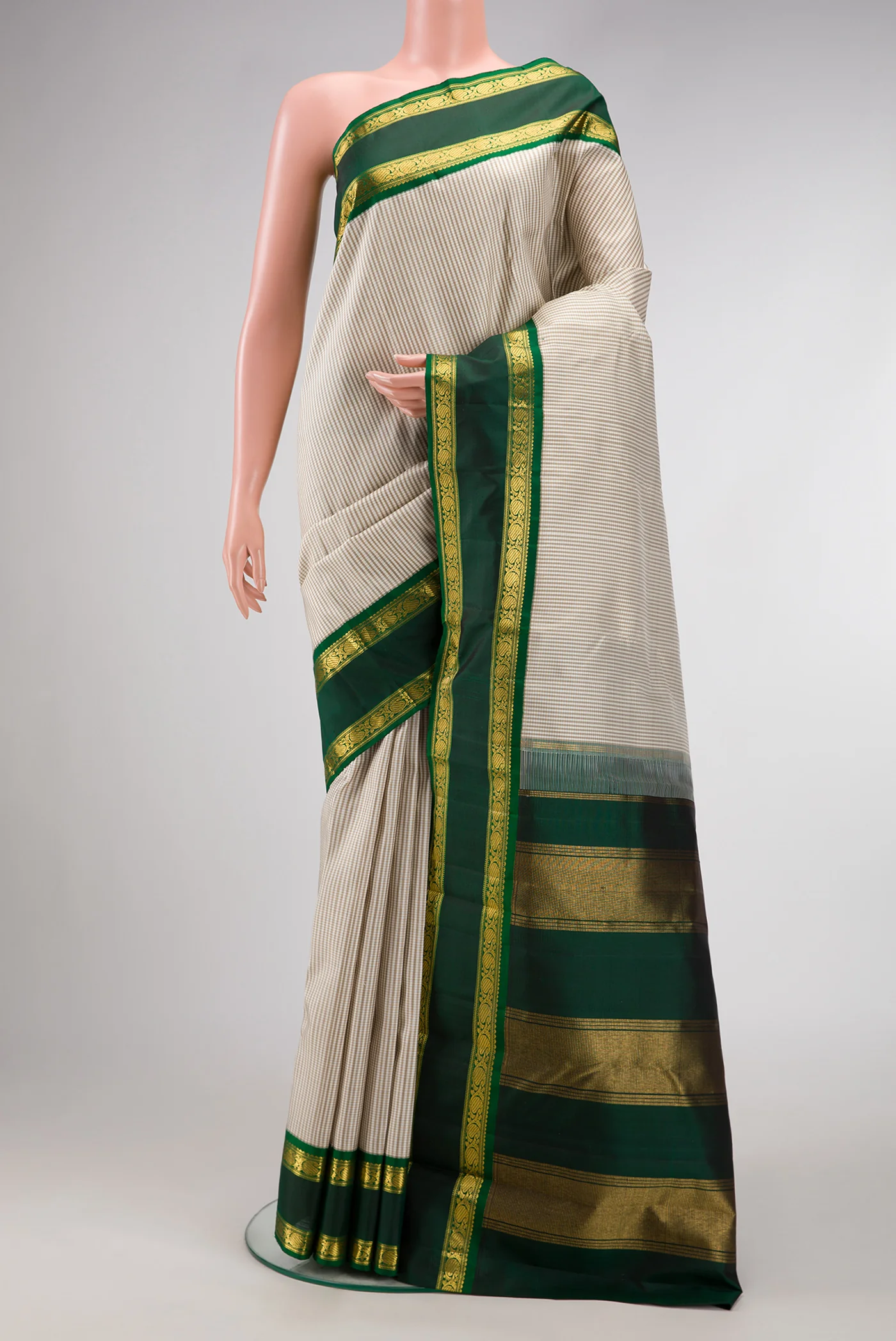 Off White Kanjivaram Silk Saree