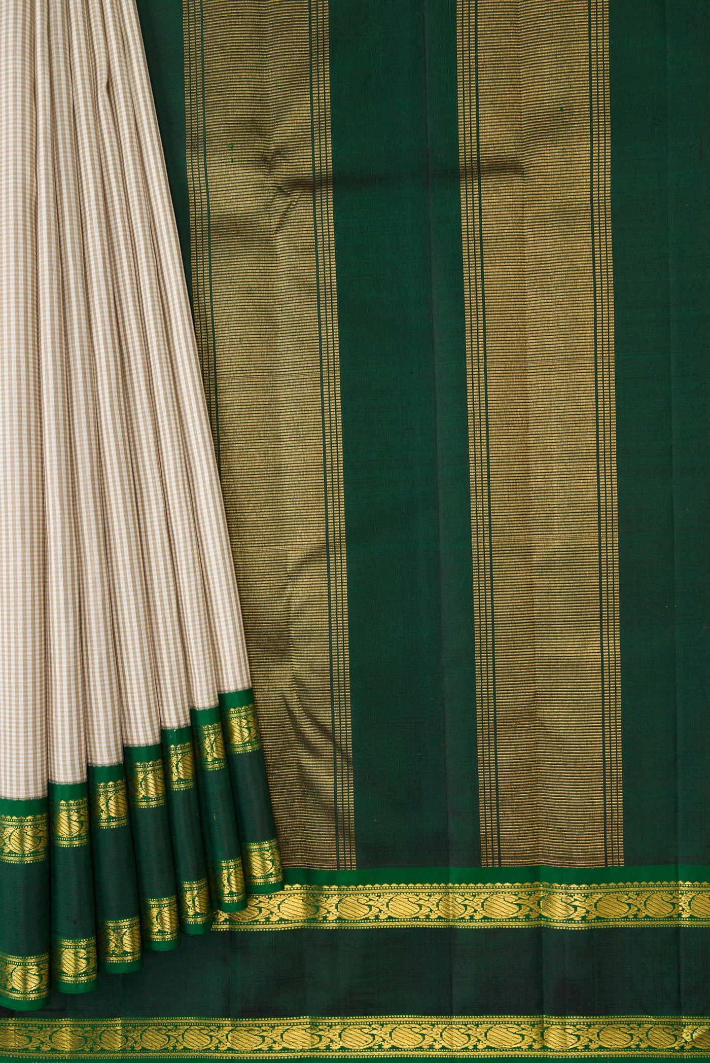 Off White Kanjivaram Silk Saree - Image 4