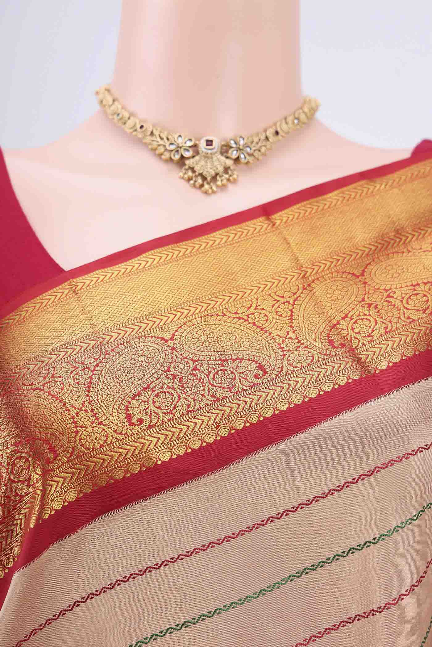 Sandal Kanjivaram Silk Saree - Image 2