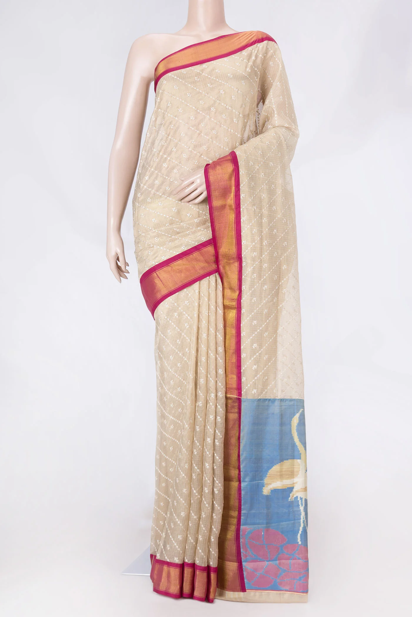 Beige Dual Tone Kota Silk Saree