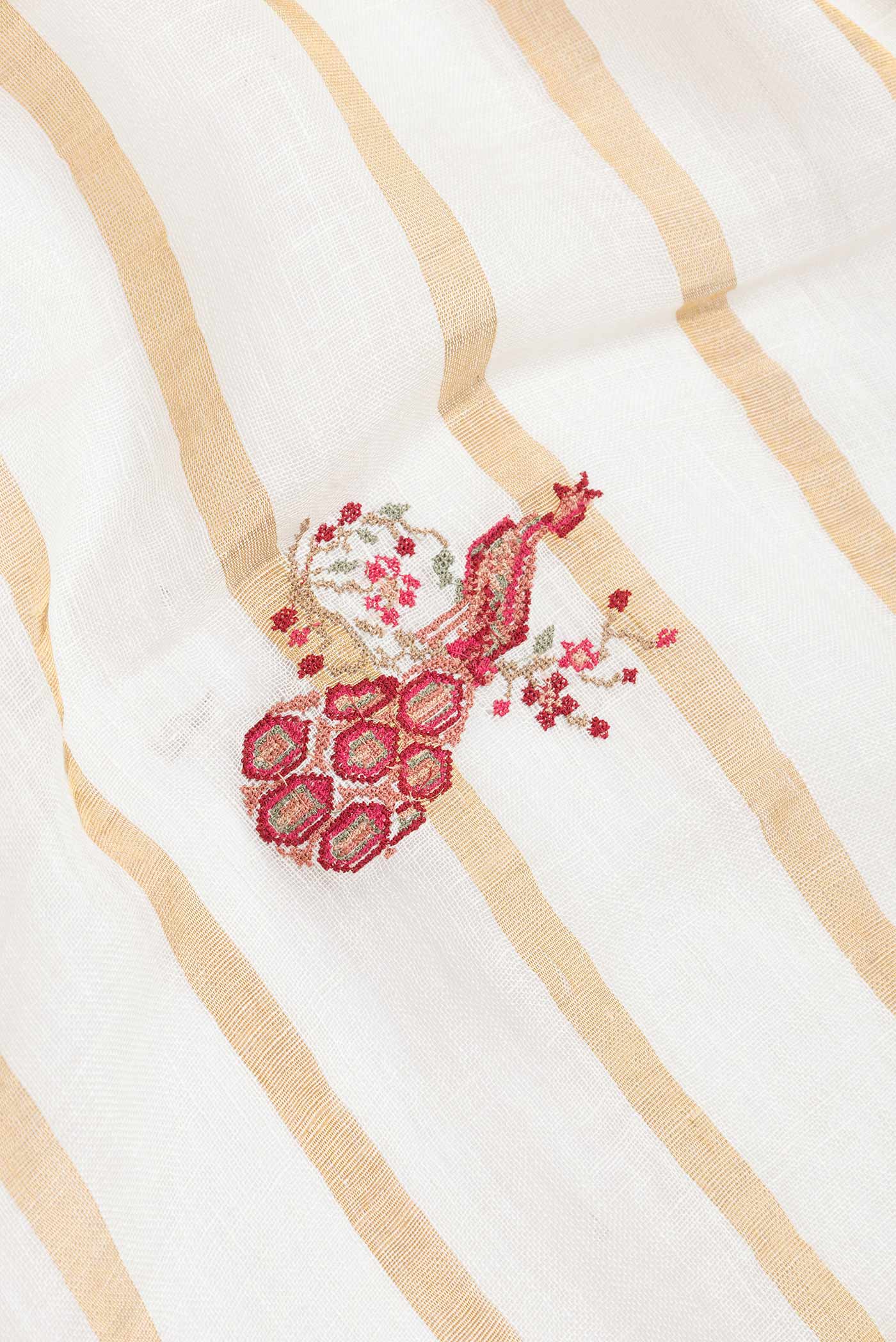 Beige Dual Tone Linen Saree - Image 2