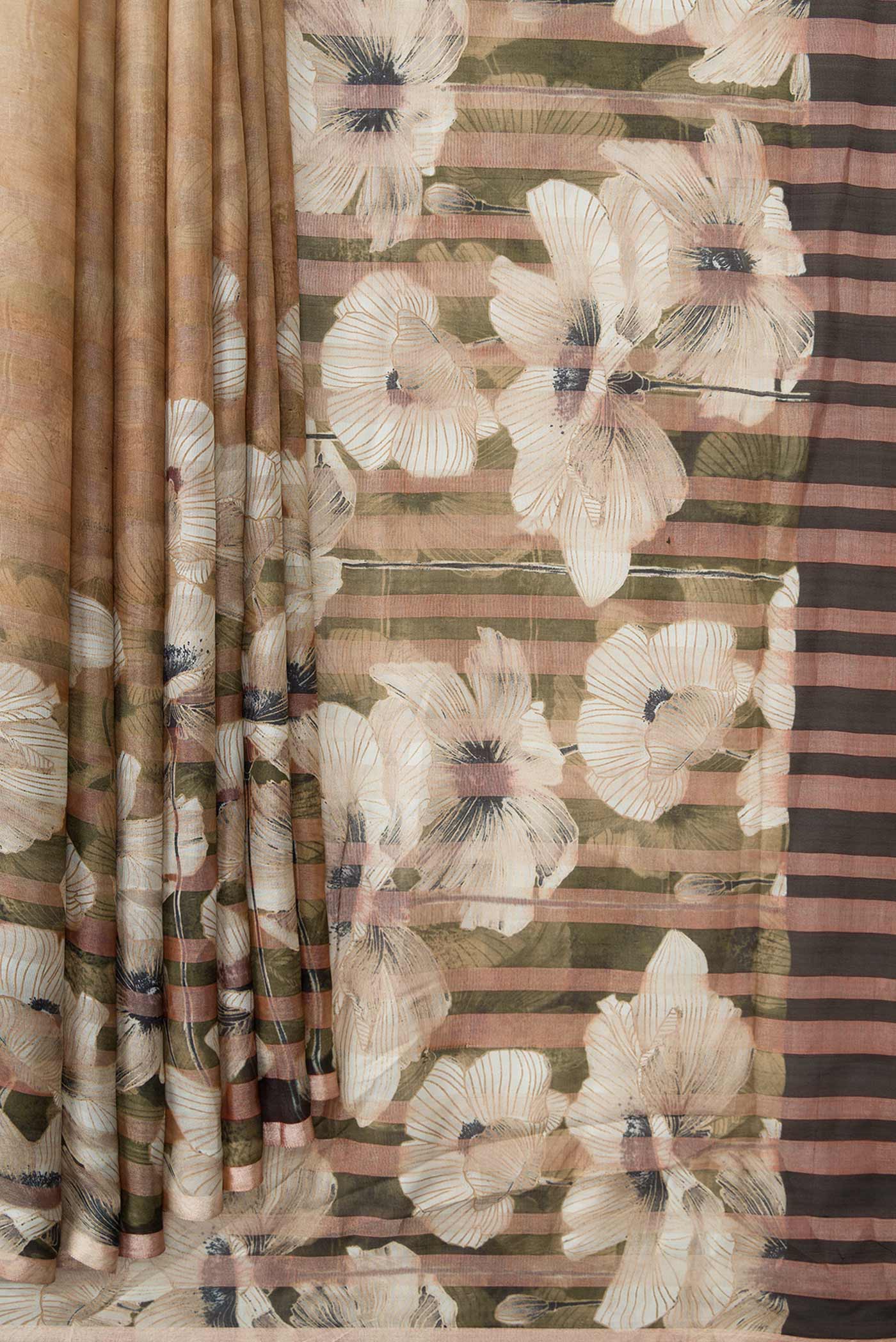 Beige Dual Tone Mysore Georgette Saree - Image 4