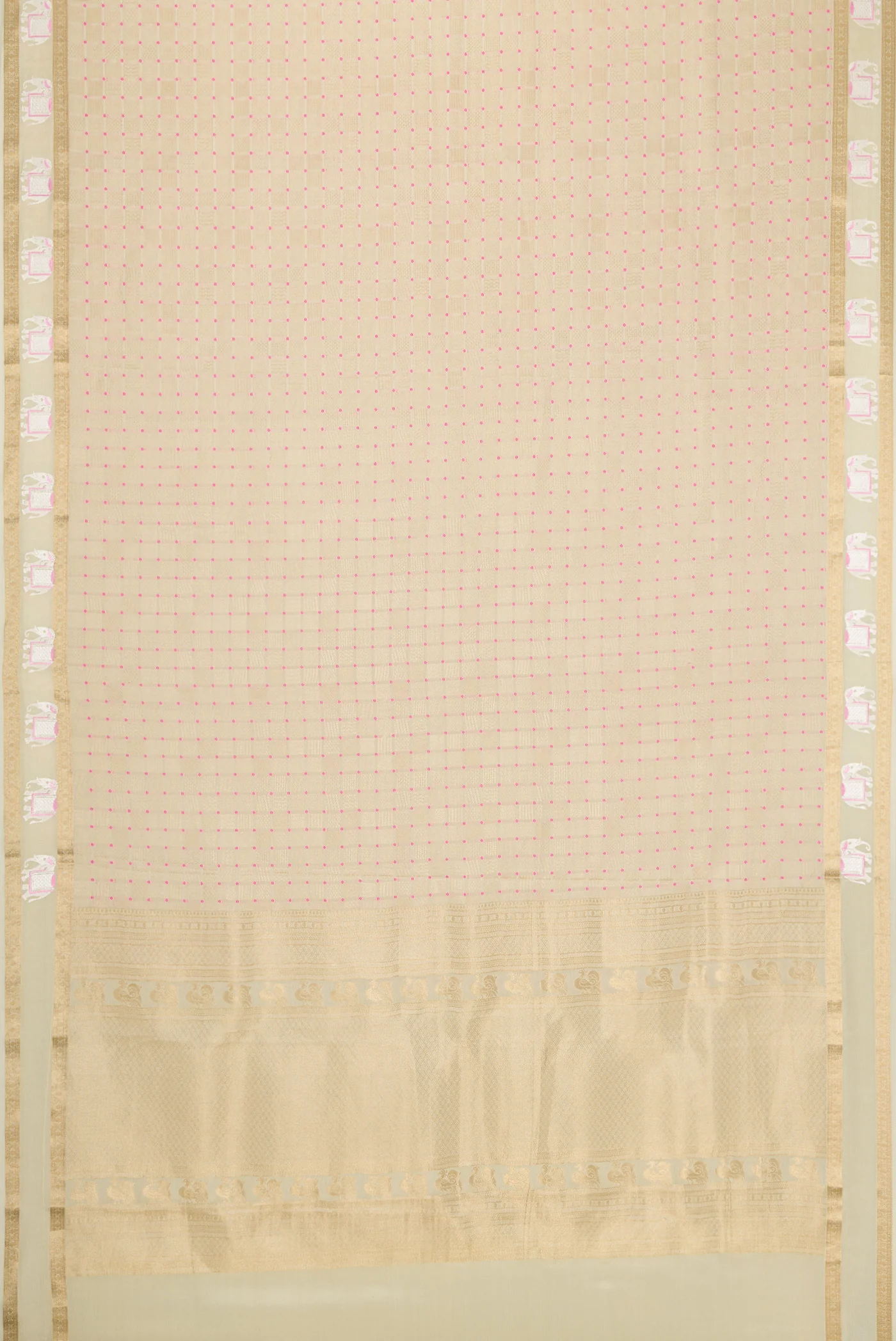 Cream Mysore Crepe Saree - Image 6