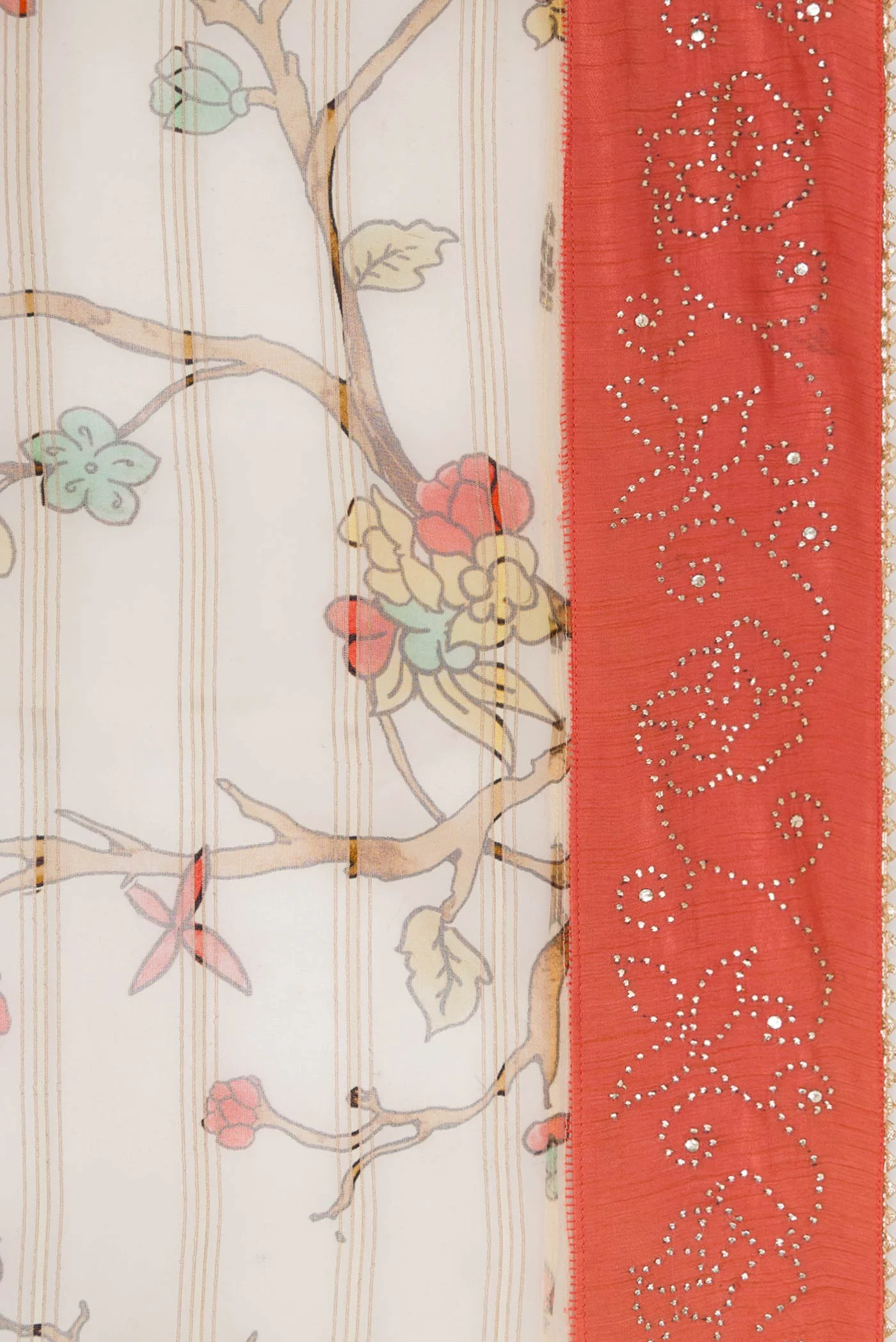 Cream Organza Silk Saree - Image 3