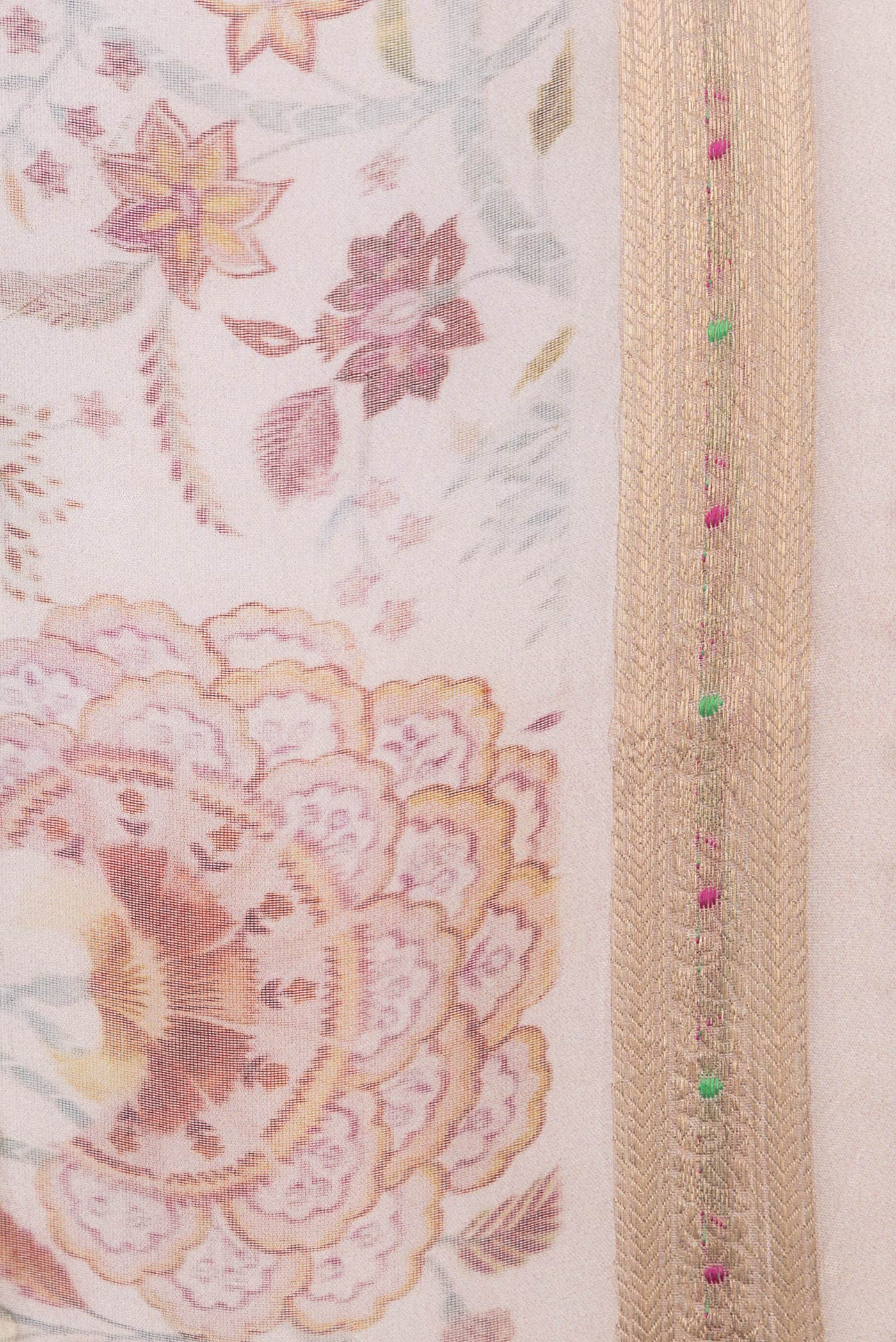 Beige Organza Silk Saree - Image 3