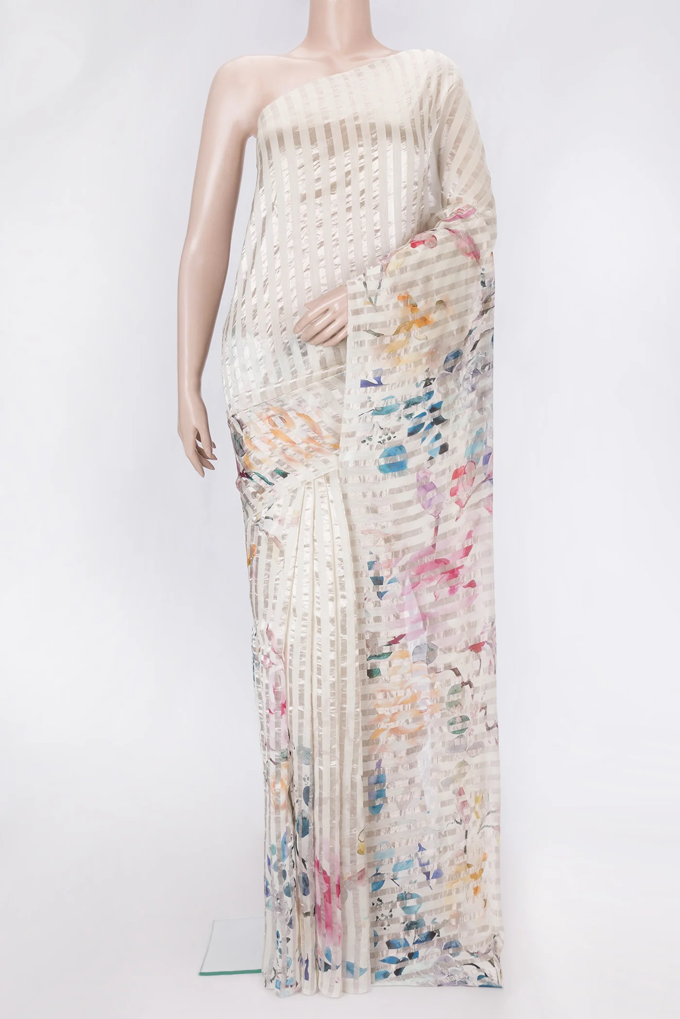 Off White Organza Silk Saree