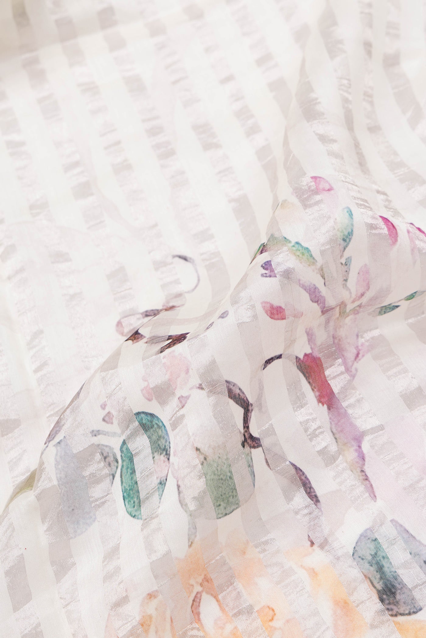 Off White Organza Silk Saree - Image 2