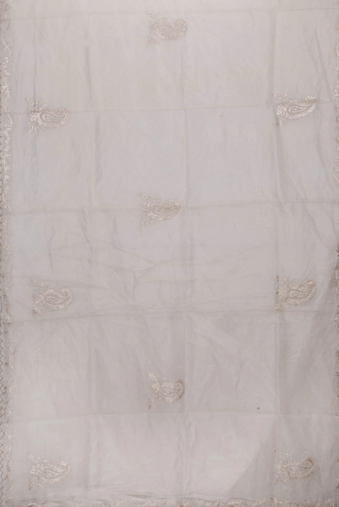 Cream Organza Silk Saree - Image 6