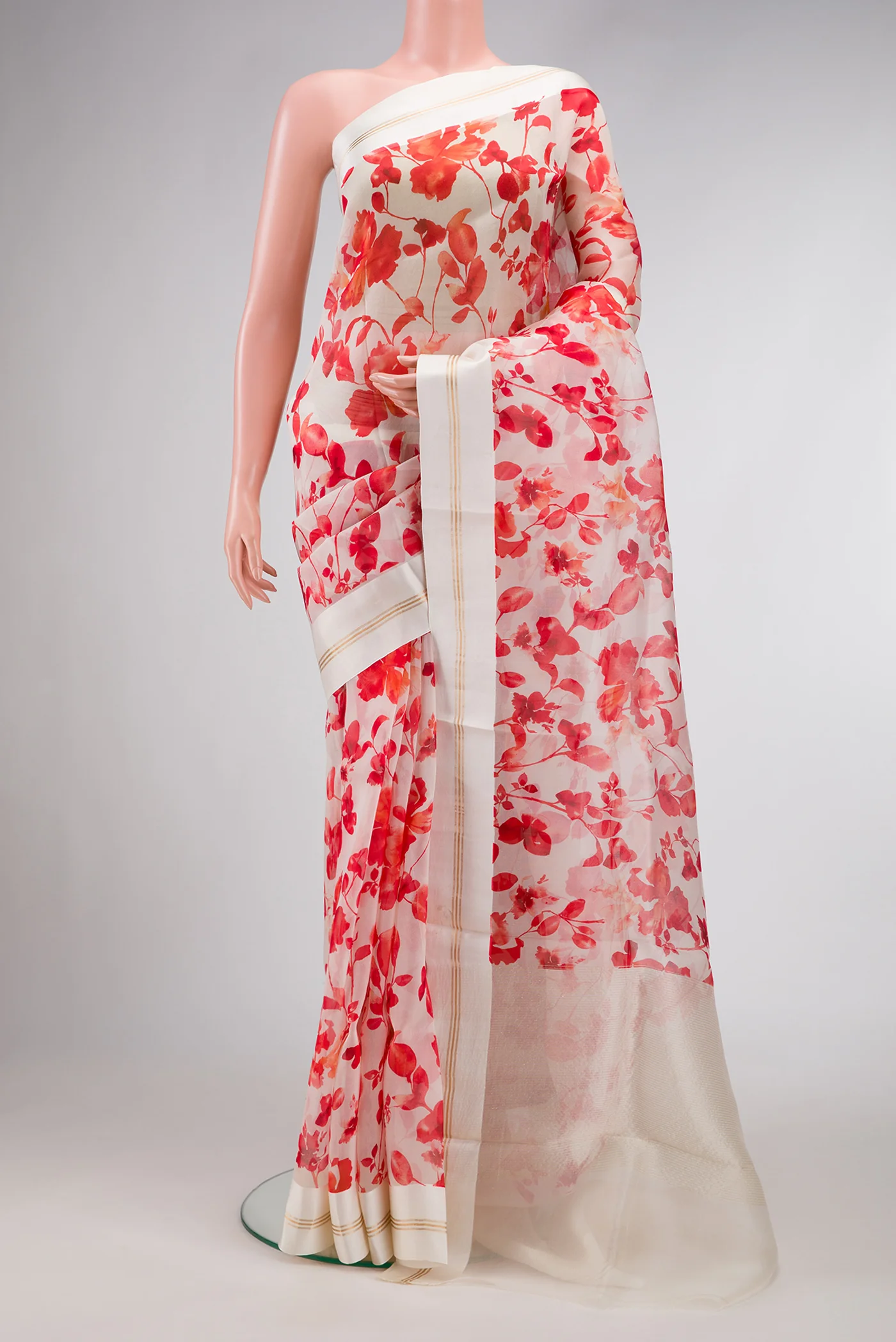 Off White Organza Silk Saree