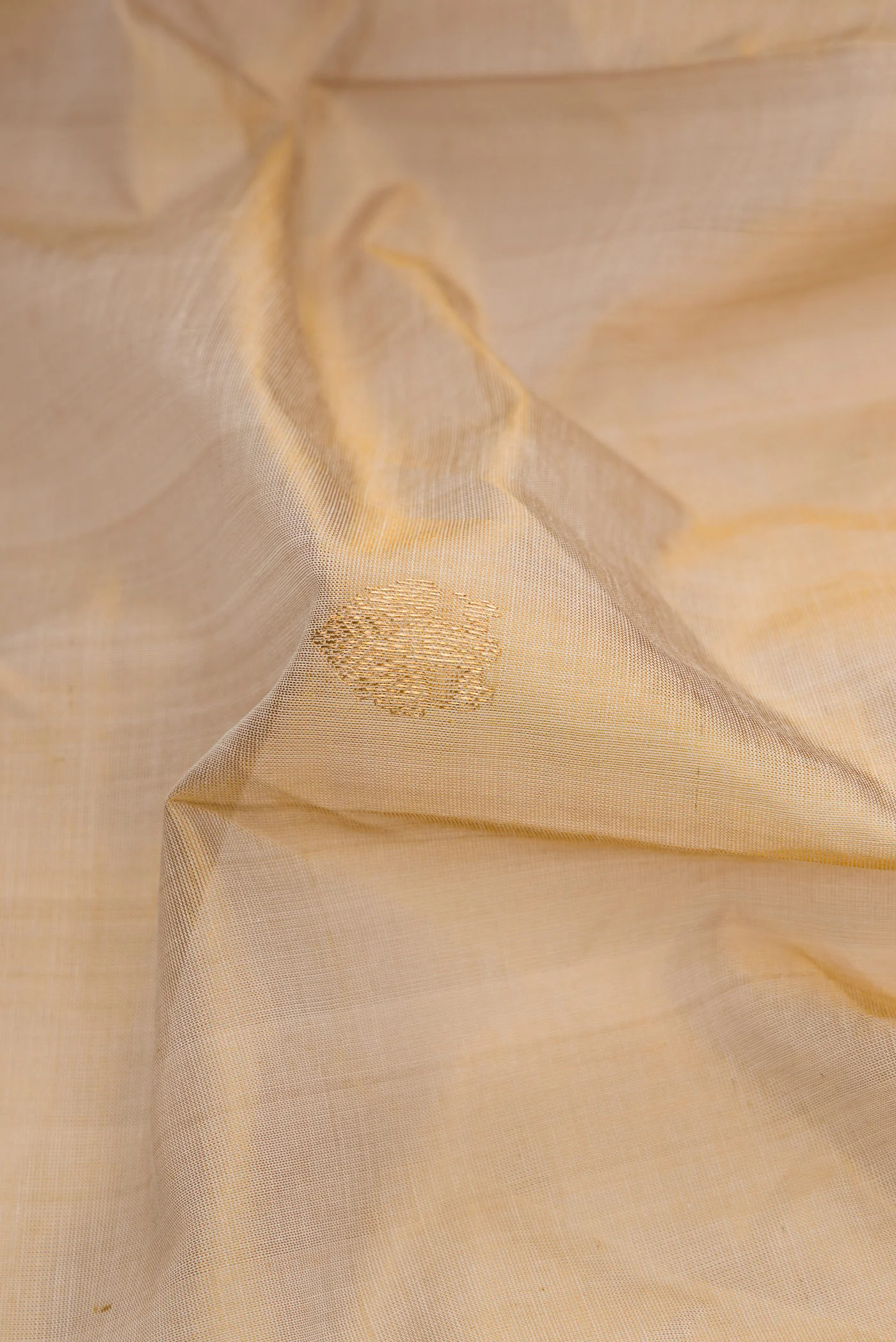 Beige Silk Cotton Saree - Image 2