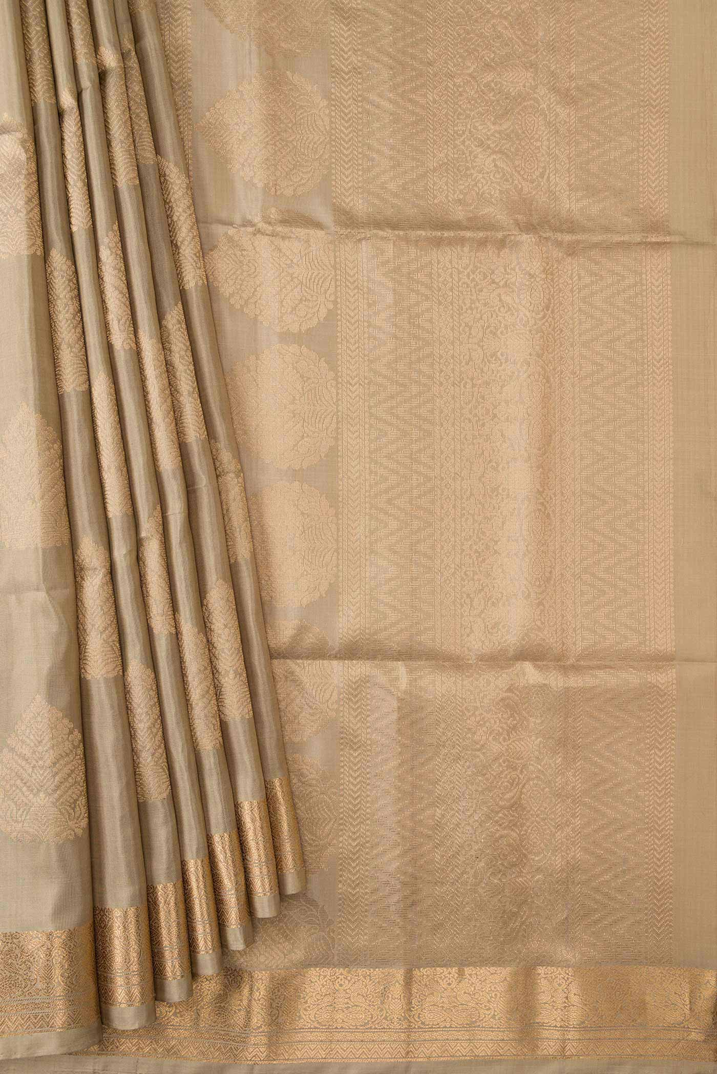 Beige Dual Tone Soft Silk Saree - Image 4