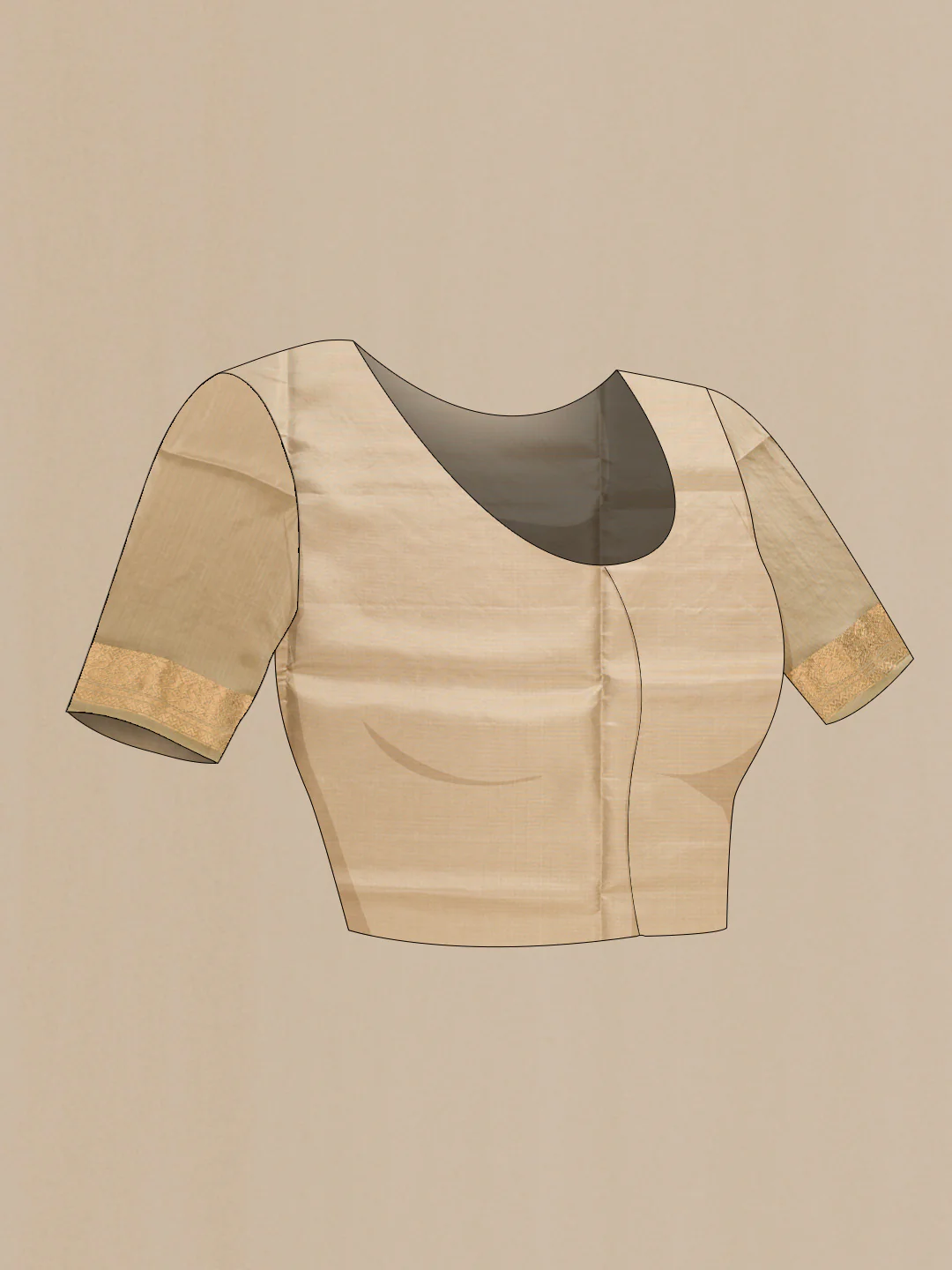 Beige Dual Tone Soft Silk Saree - Image 5