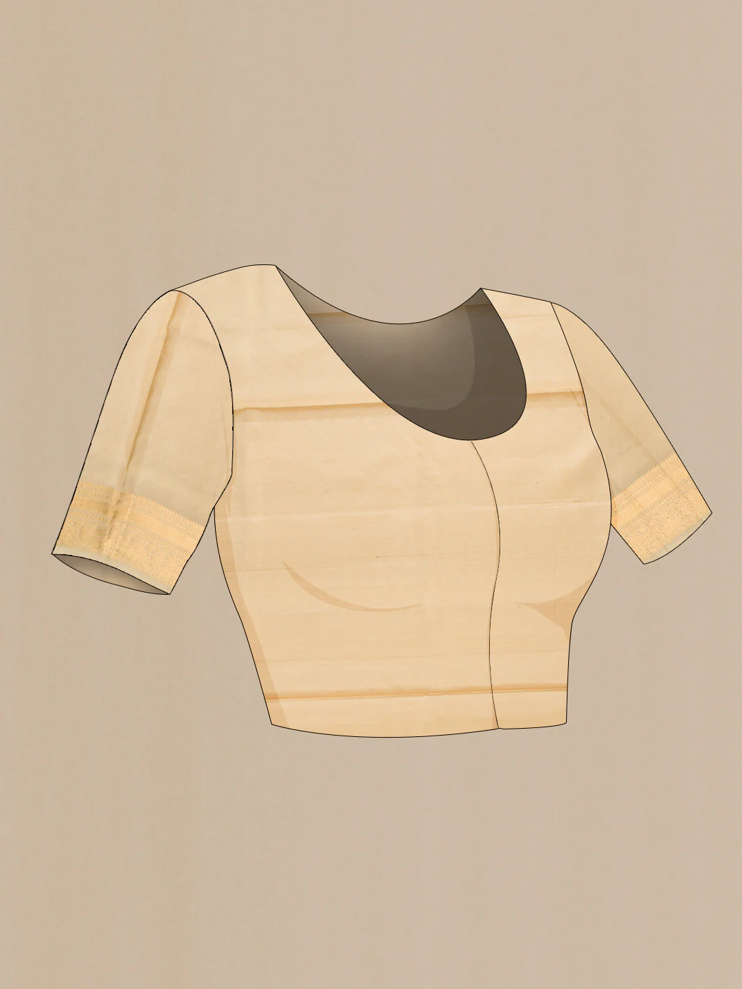 Beige Dual Tone Soft Silk Saree - Image 5
