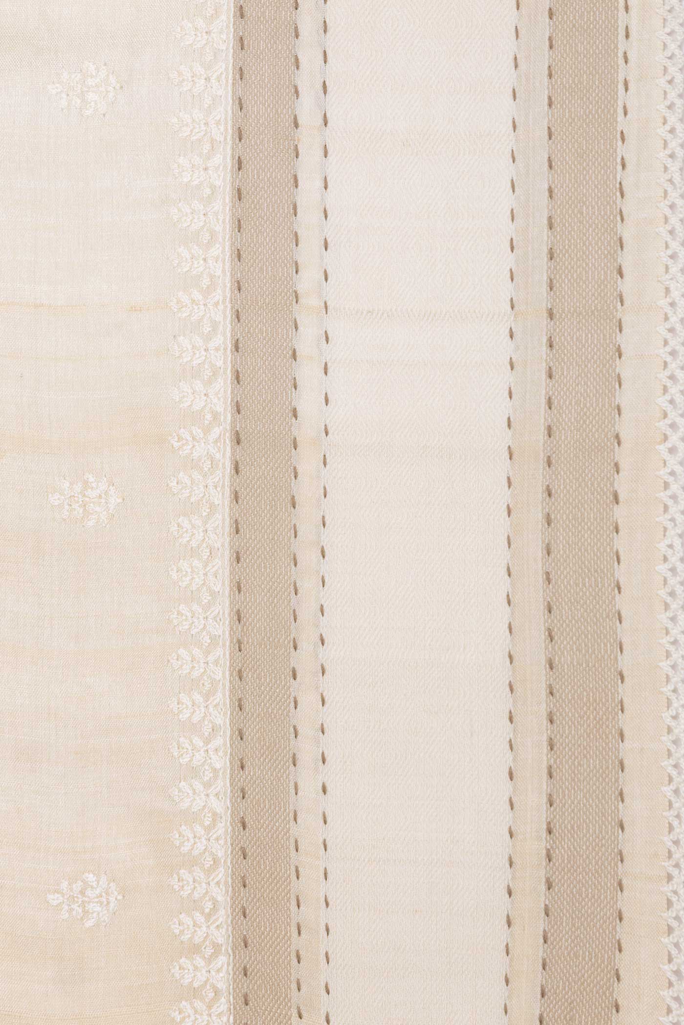 Beige Dual Tone Tussar Saree - Image 3