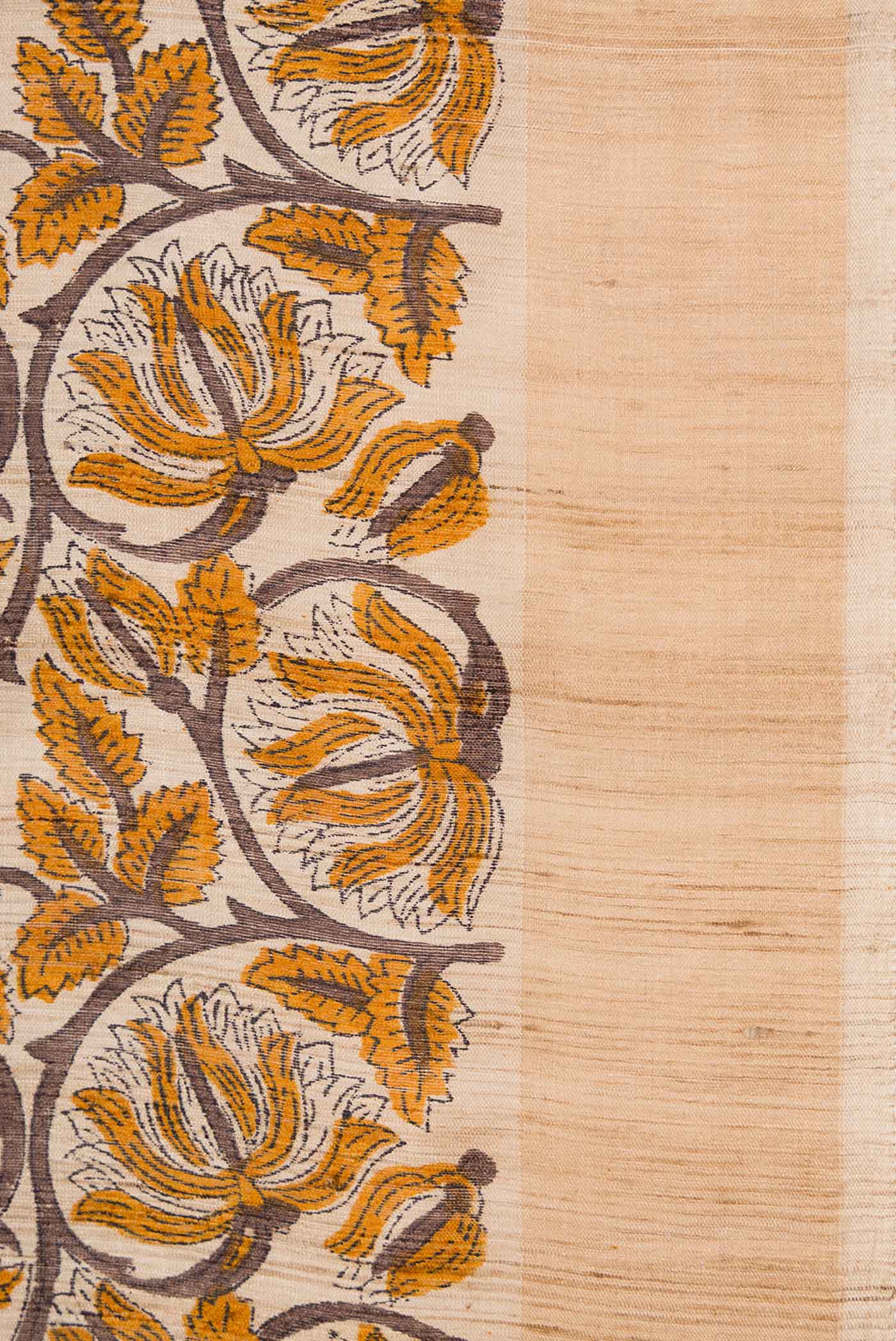 Beige Dual Tone Tussar Silk Saree - Image 3
