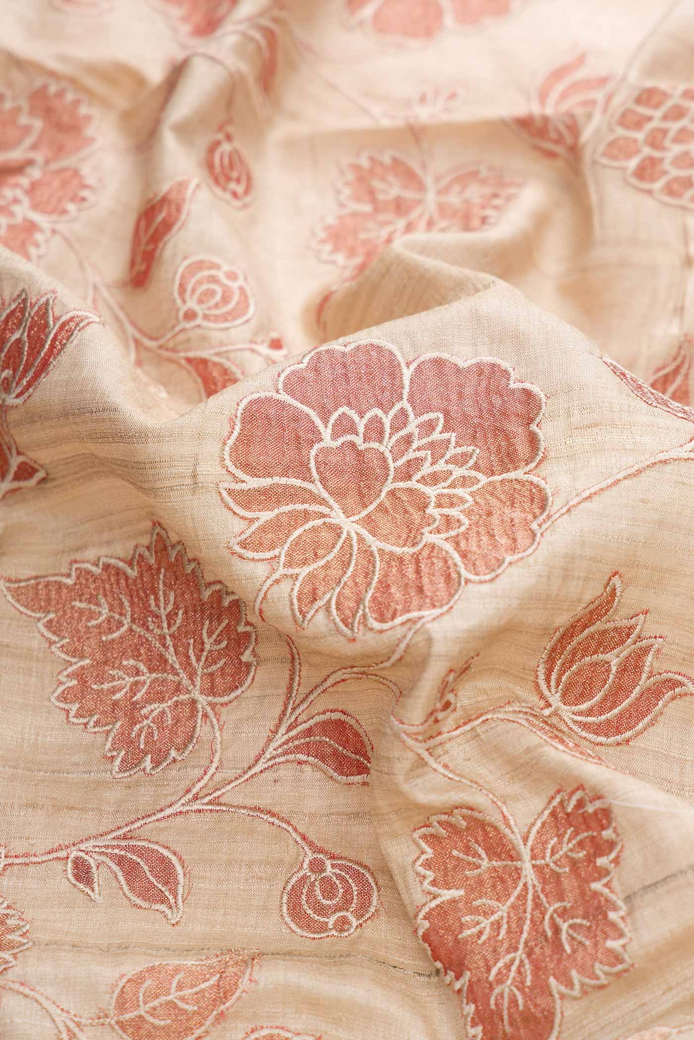 Beige Dual Tone Tussar Silk Saree - Image 2