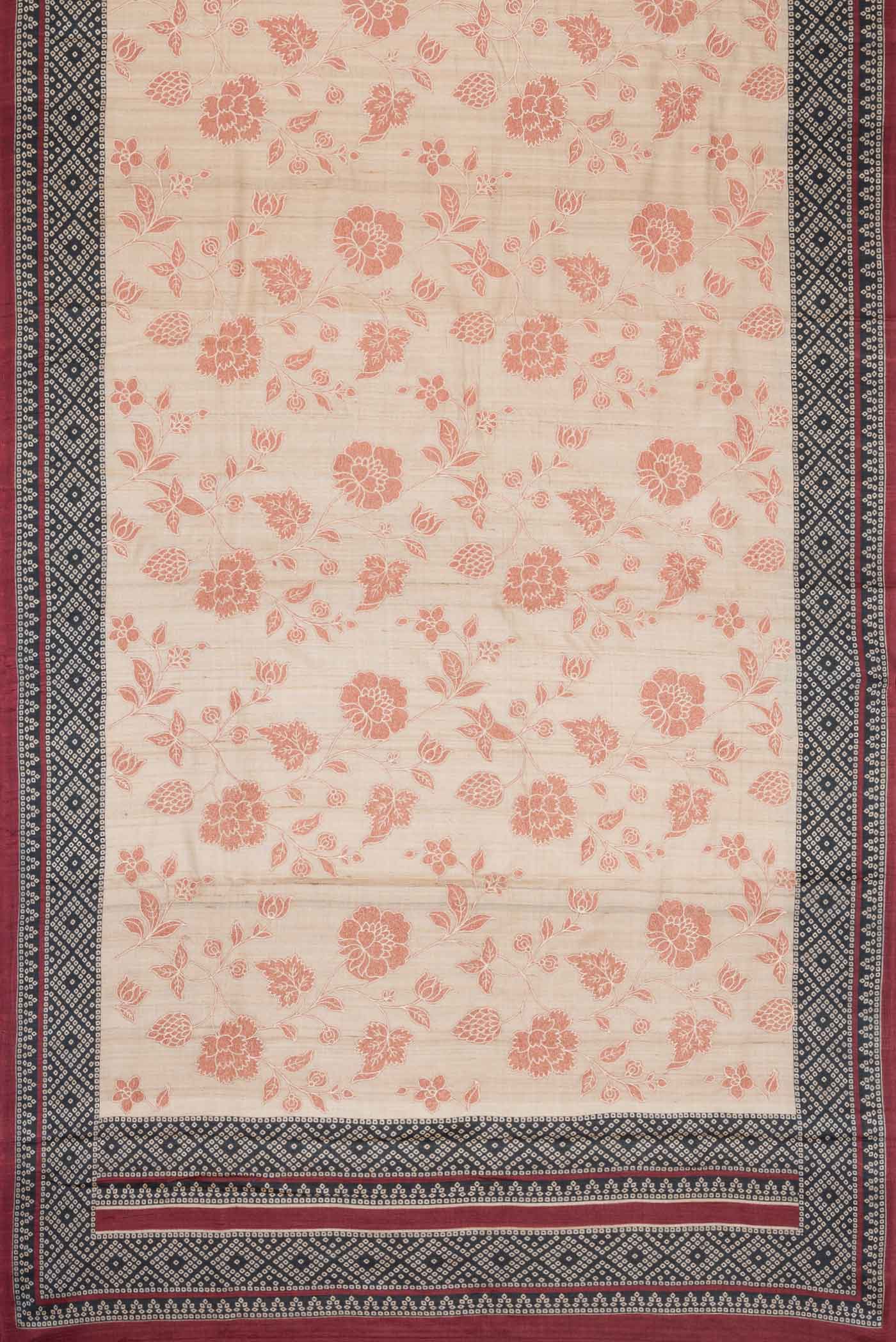 Beige Dual Tone Tussar Silk Saree - Image 6