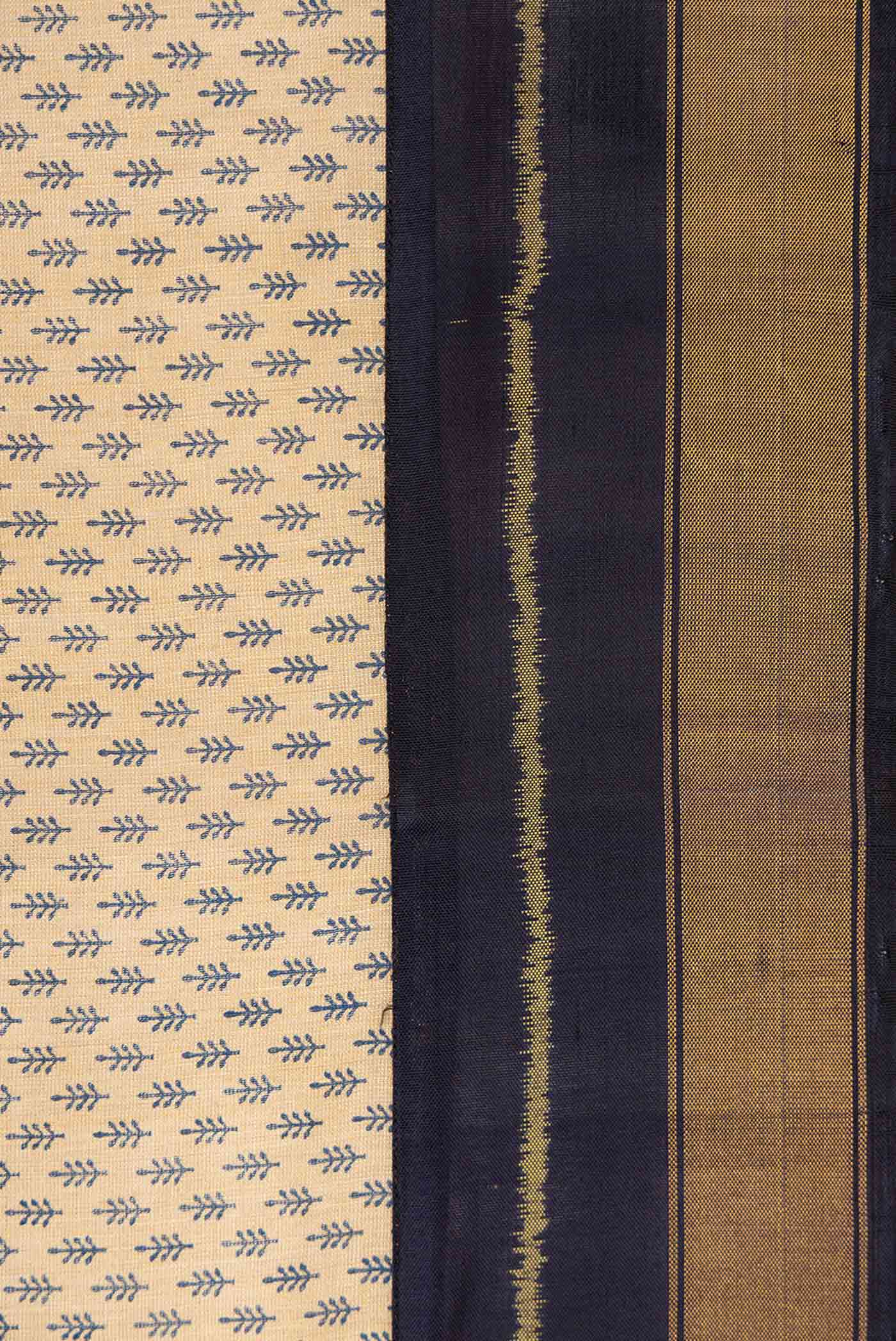 Beige Tussar Silk Saree - Image 3