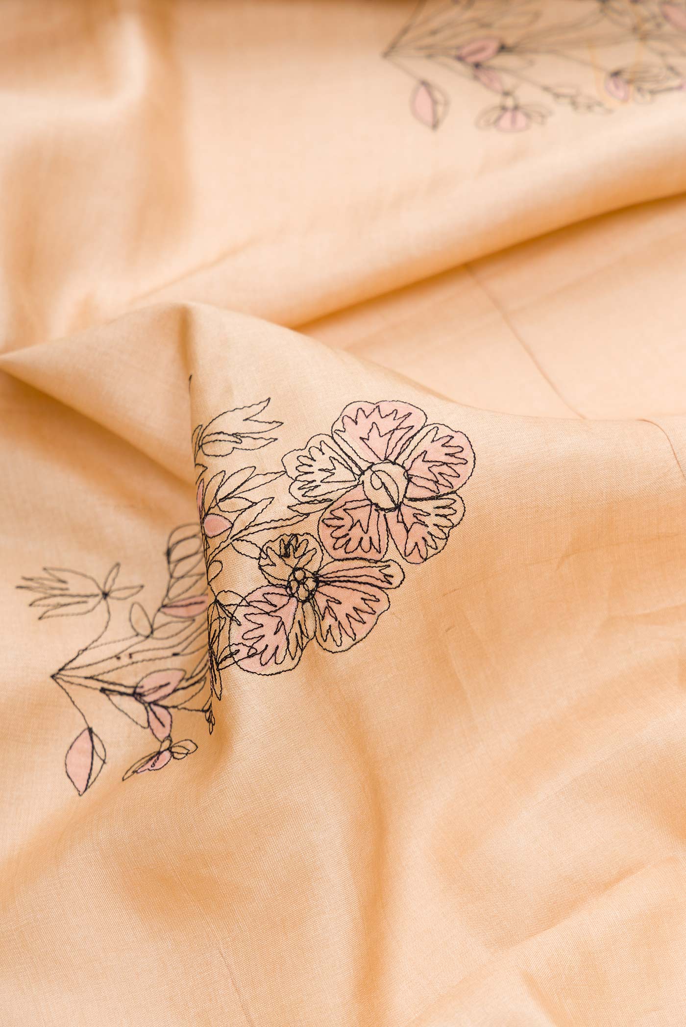 Beige Tussar Silk Saree - Image 2