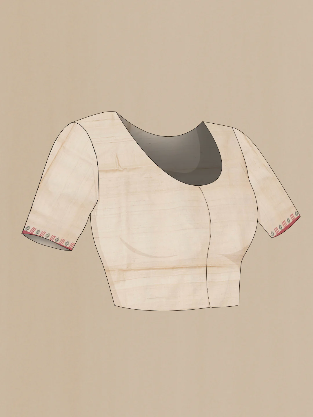 Beige Tussar Silk Saree - Image 5