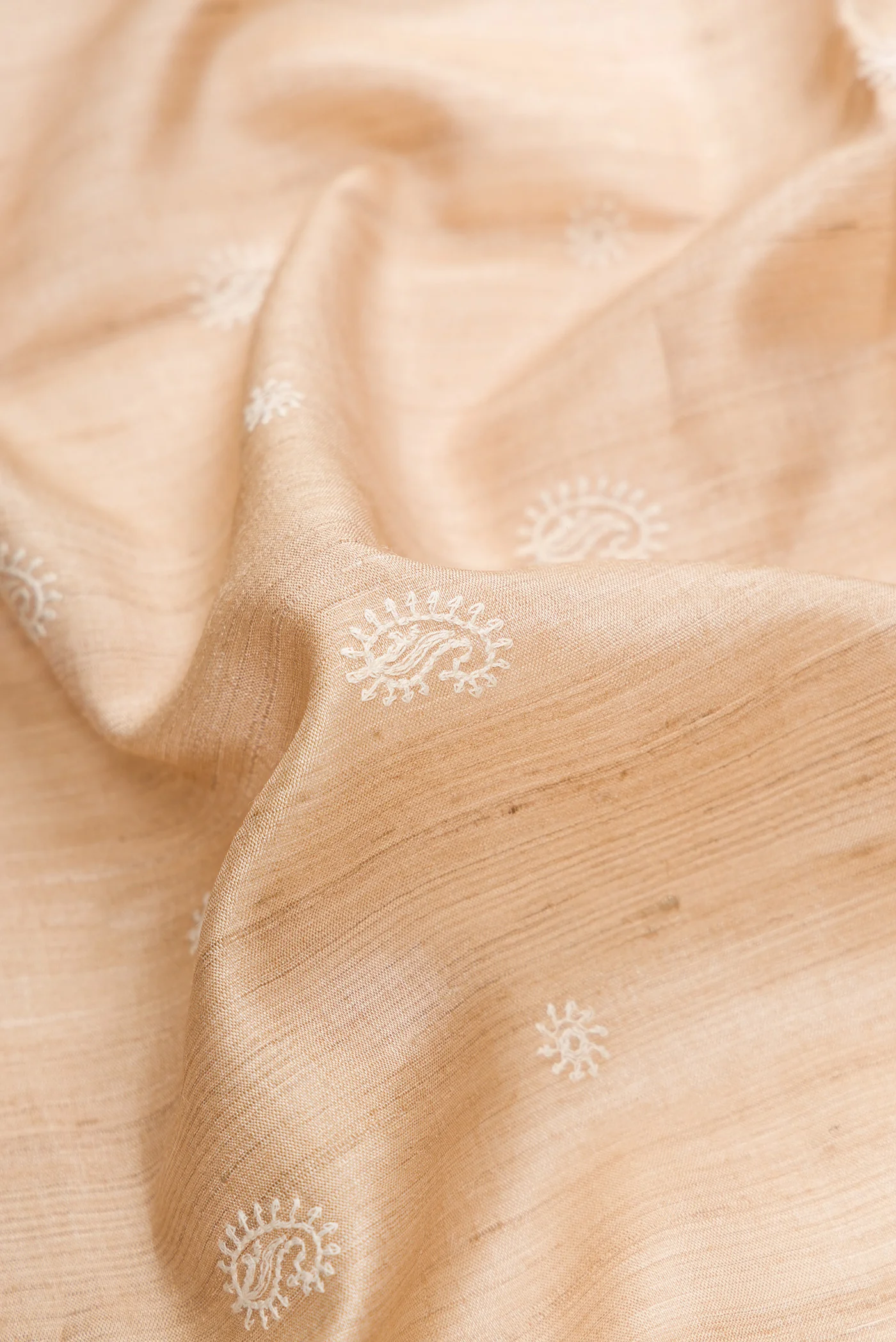 Beige Tussar Silk Saree - Image 2