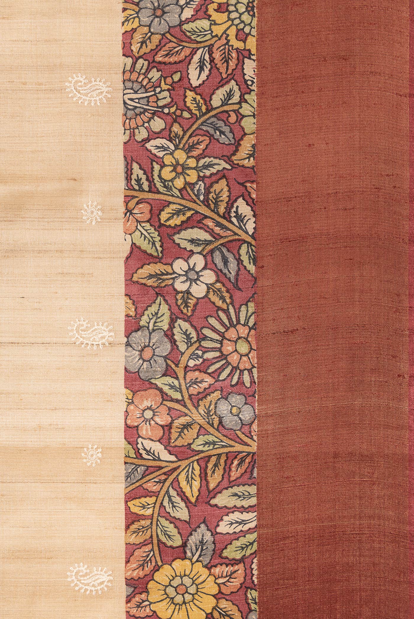 Beige Tussar Silk Saree - Image 3