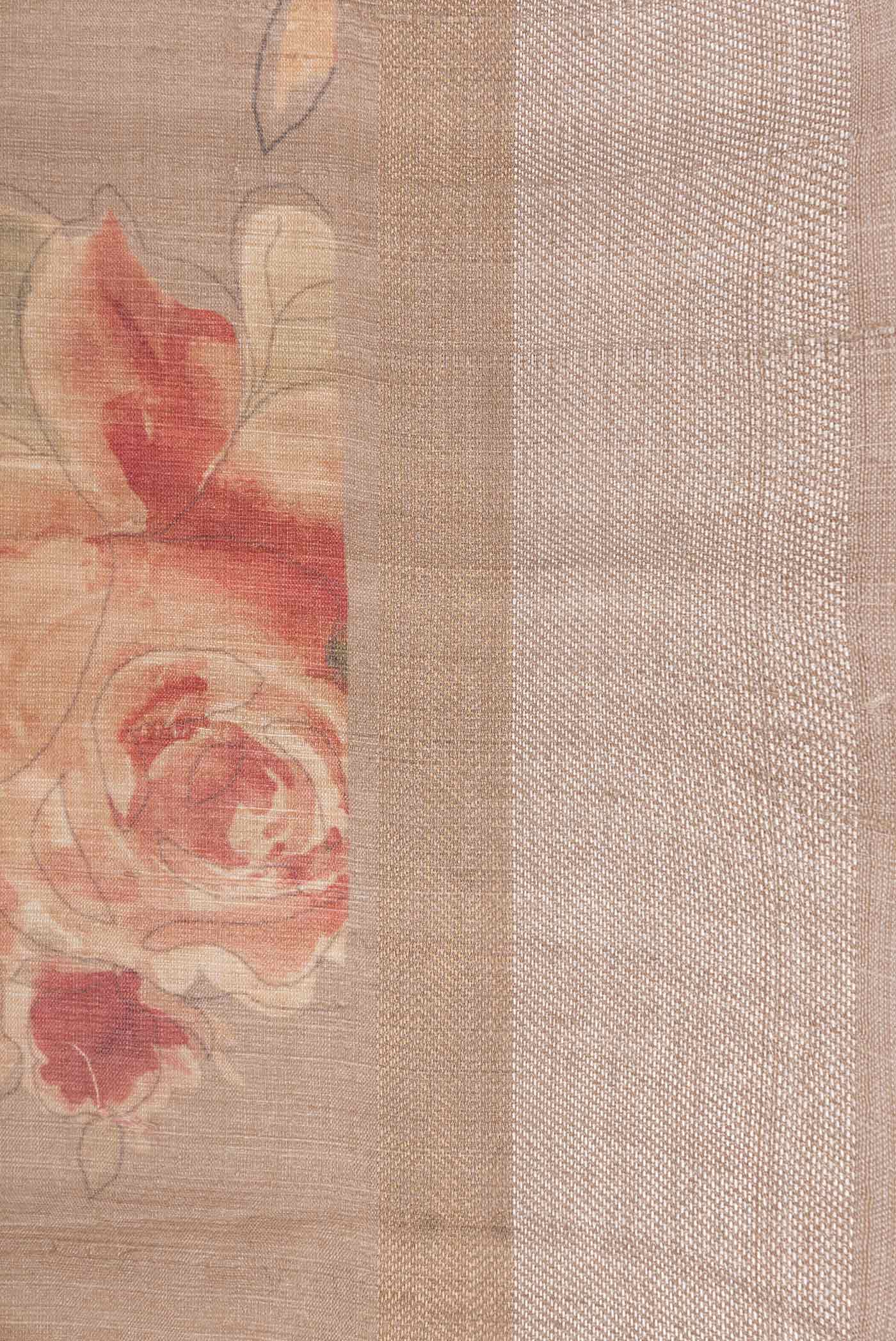 Beige Dual Tone Tussar Silk Saree - Image 3
