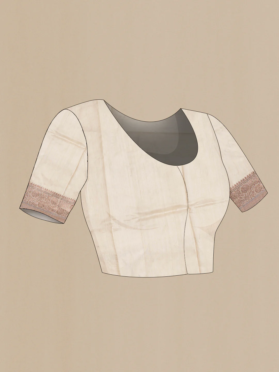 Beige Tussar Silk Saree - Image 5