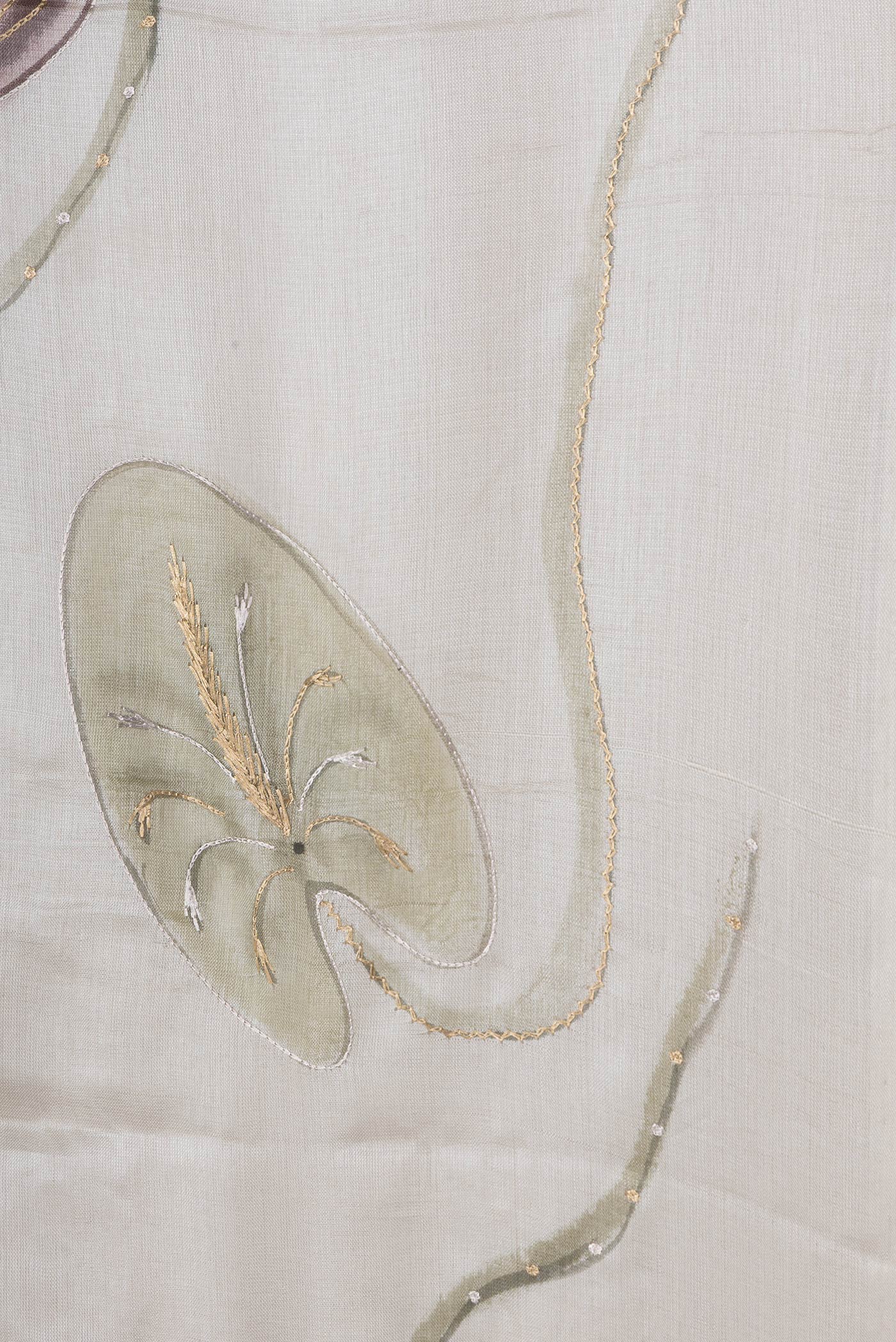 Cream Tussar Silk Saree - Image 3
