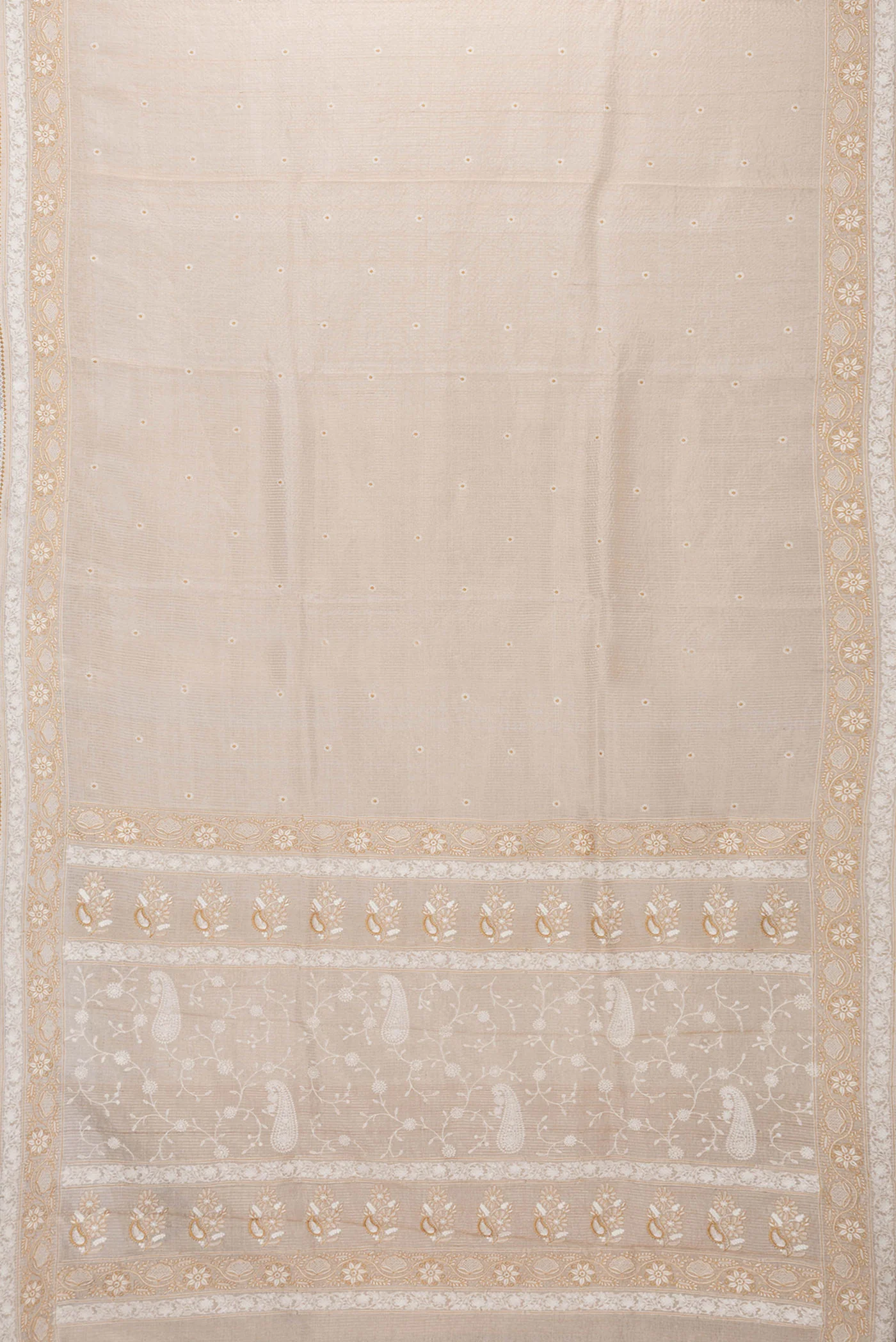 Beige Tussar Silk Saree - Image 6