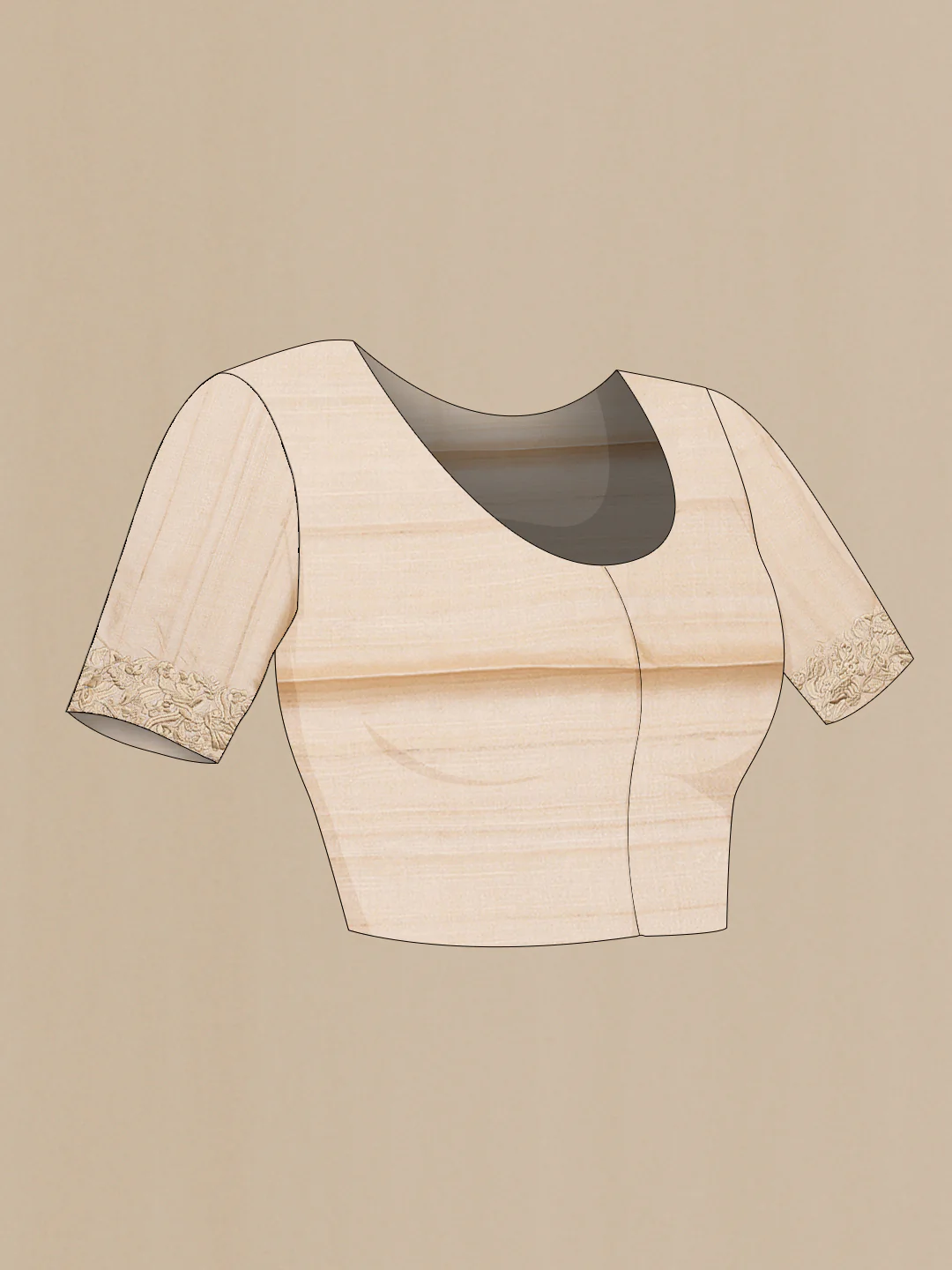 Beige Tussar Silk Saree - Image 5
