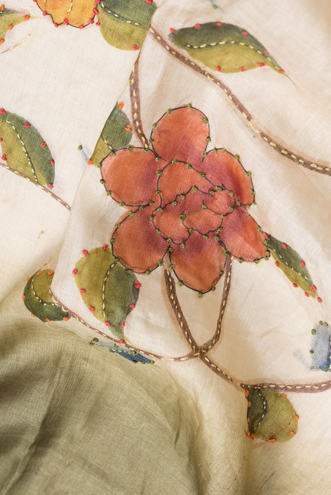 Multi Color Tussar Silk Saree - Image 2